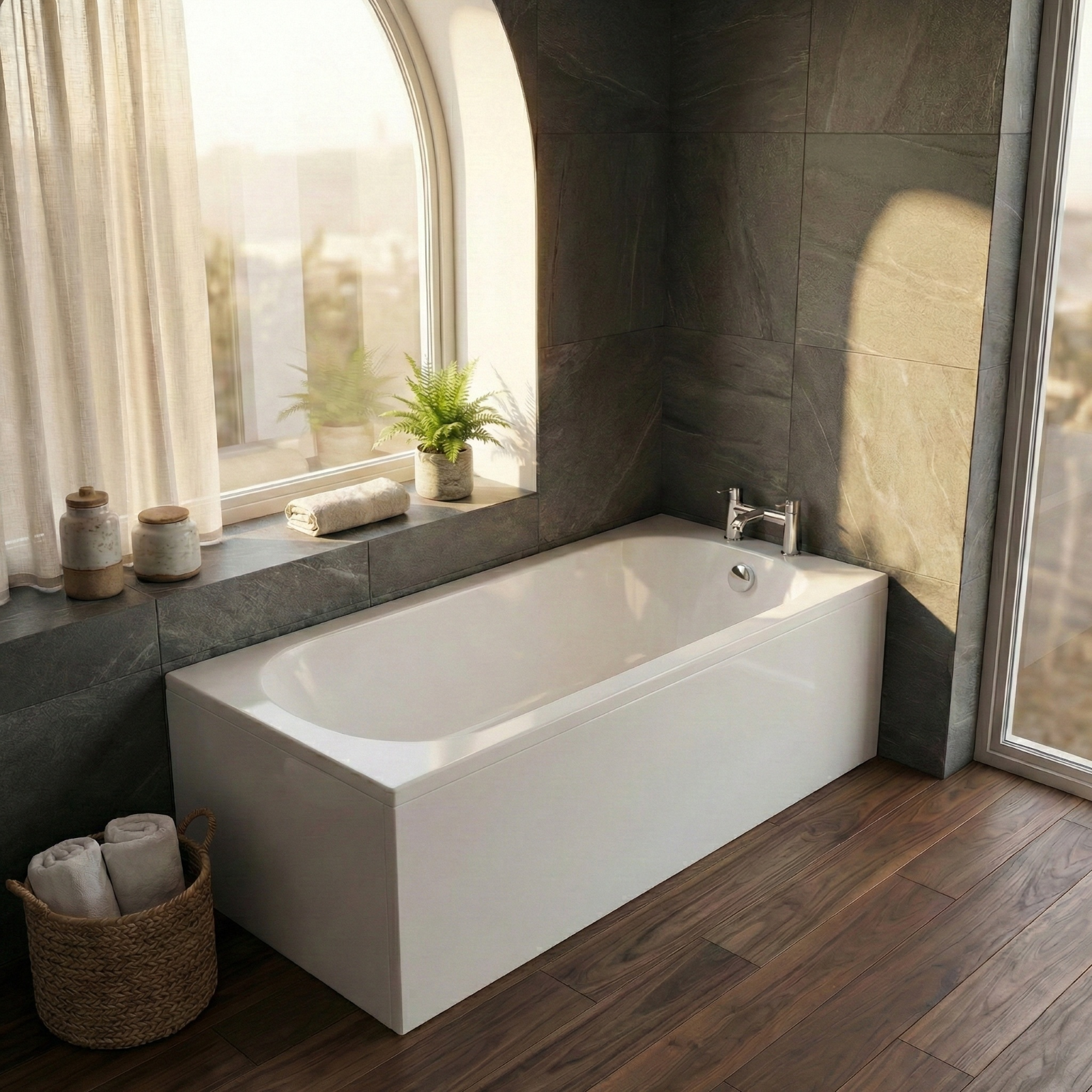 Modern White | Standard Round 1700mm x 700mm Single Ended Bath Tub With Leg Set | Bathroom Republic