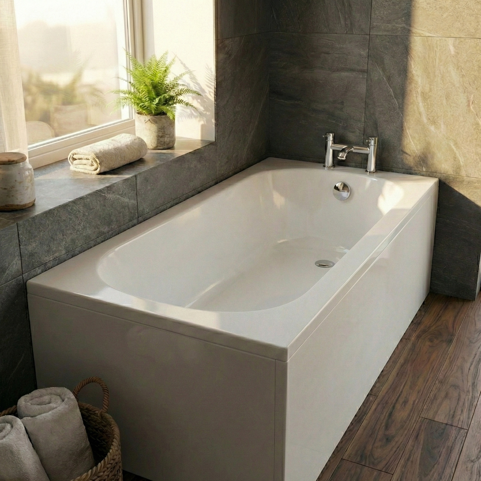 Modern White | Standard Round 1700mm x 700mm Single Ended Bath Tub With Leg Set | Bathroom Republic