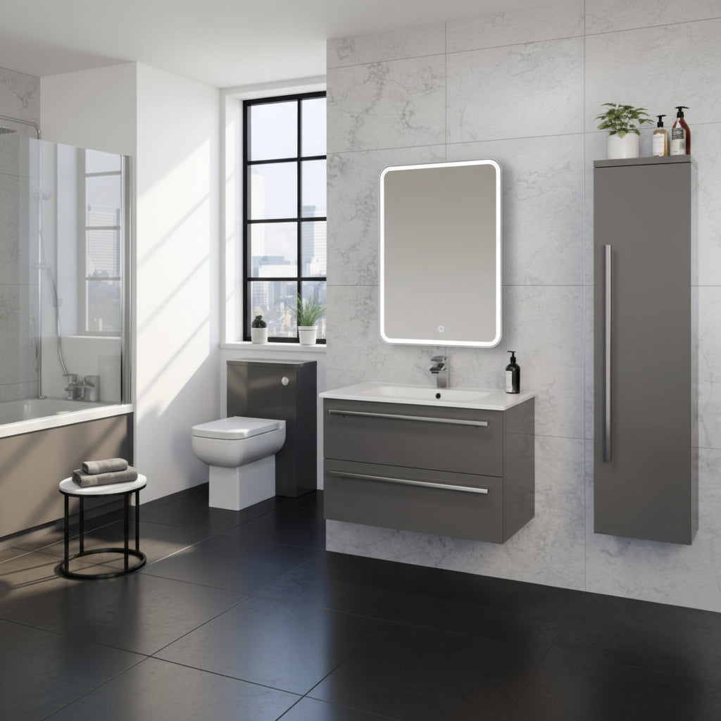 Kartell Alder 500mm W x 700mm H Rectangle Chrome Frameless Front Lid LED Mirror Wall Mounted - AL5070
