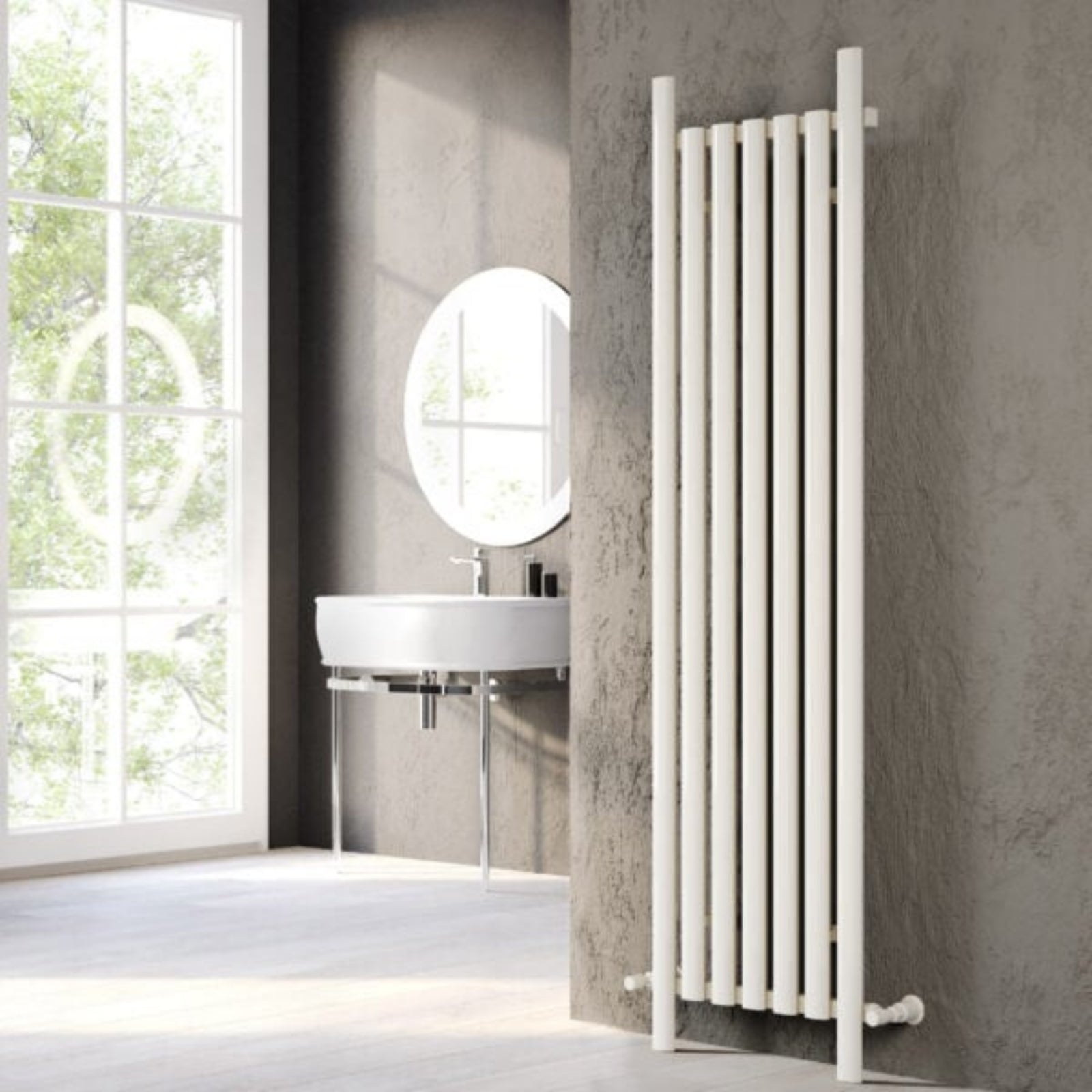 Kartell BRUNSWICK 1775mm H x 470mm W White Vertical Aluminium Radiator - ALFLR-1-1807-WT