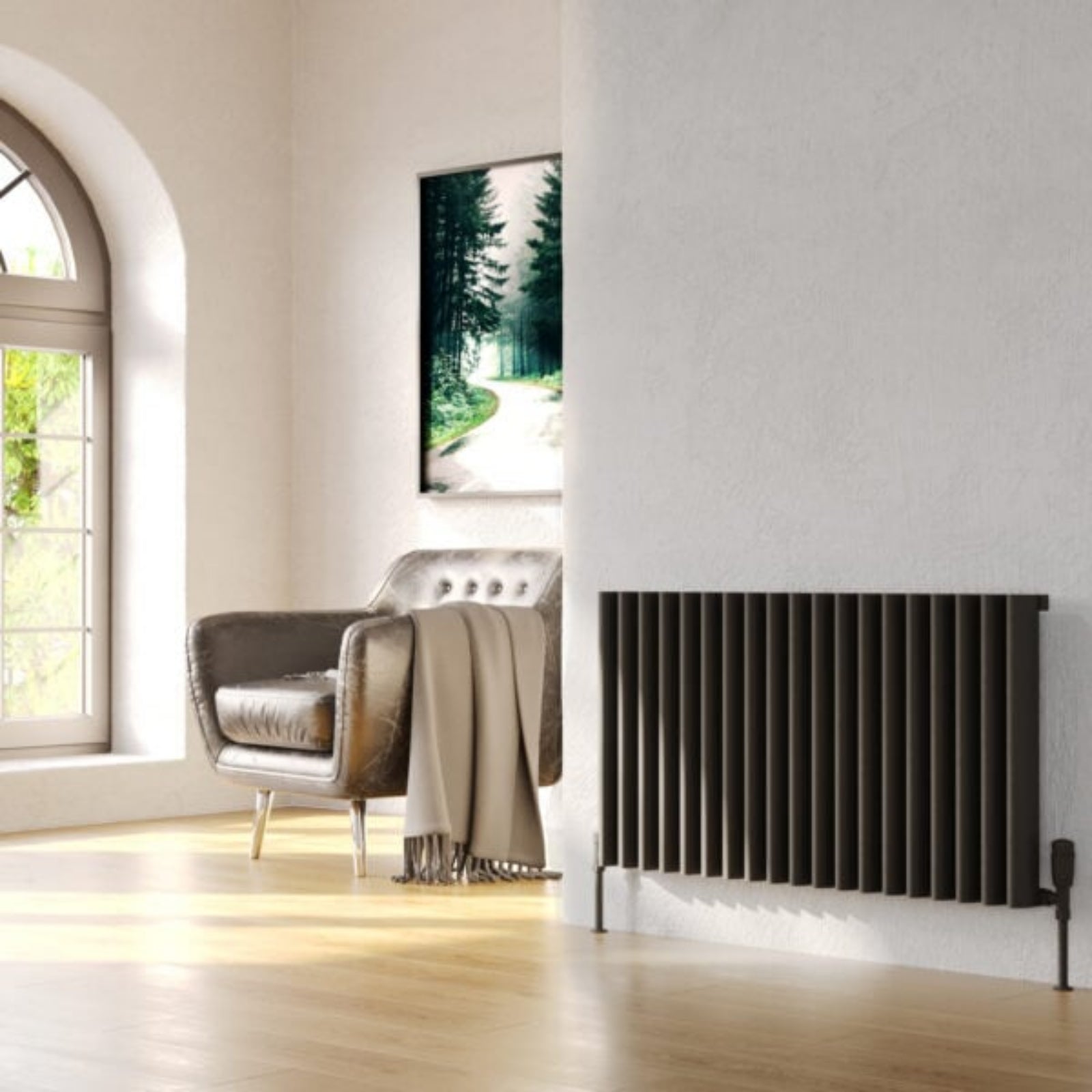 Kartell TORONTO 575mm H x 820mm W Grey Horizontal Aluminium Radiator - ALRAD-1-615-GY