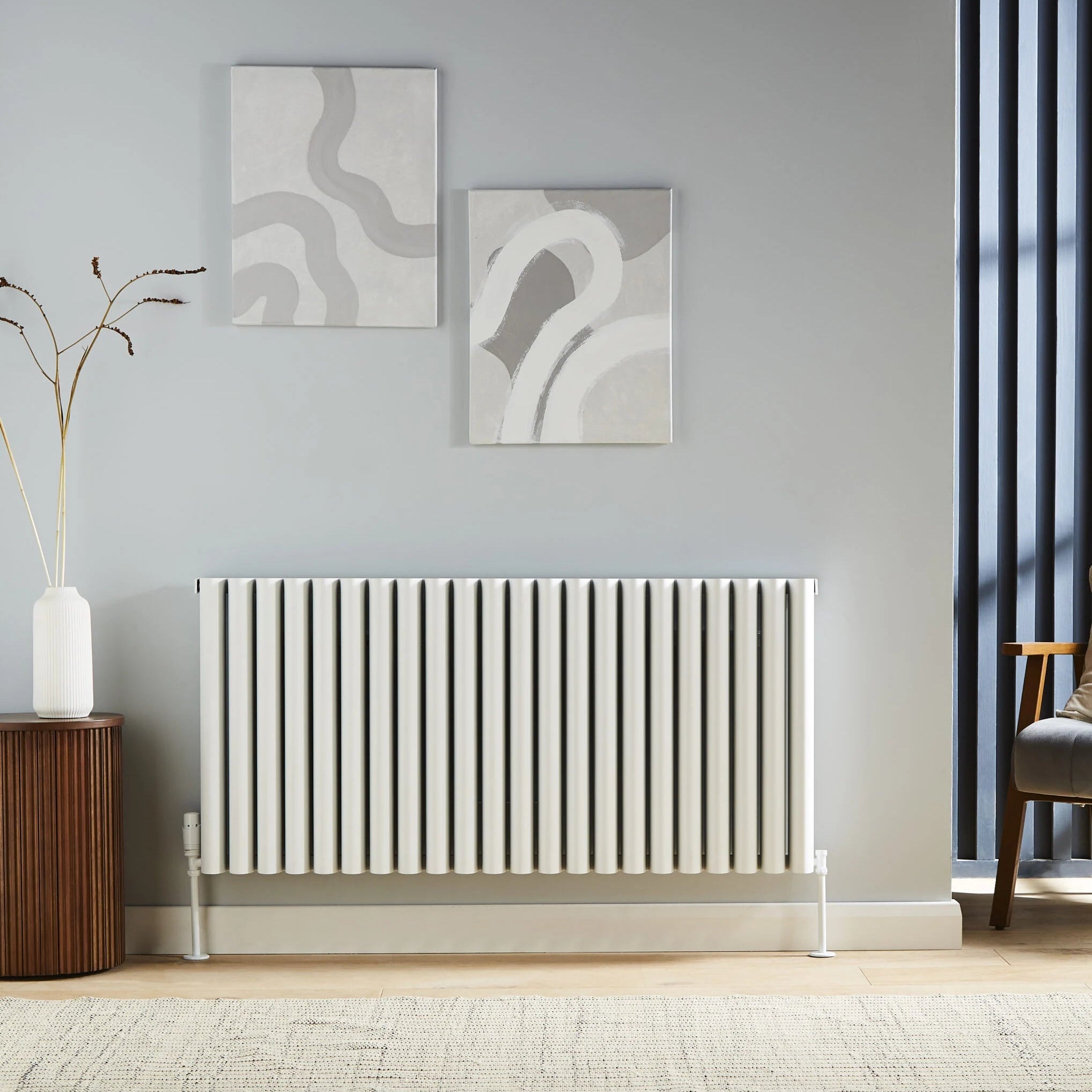 Kartell TORONTO 575mm H x 1040mm W White Horizontal Aluminium Radiator - ALRAD-1-619-WT