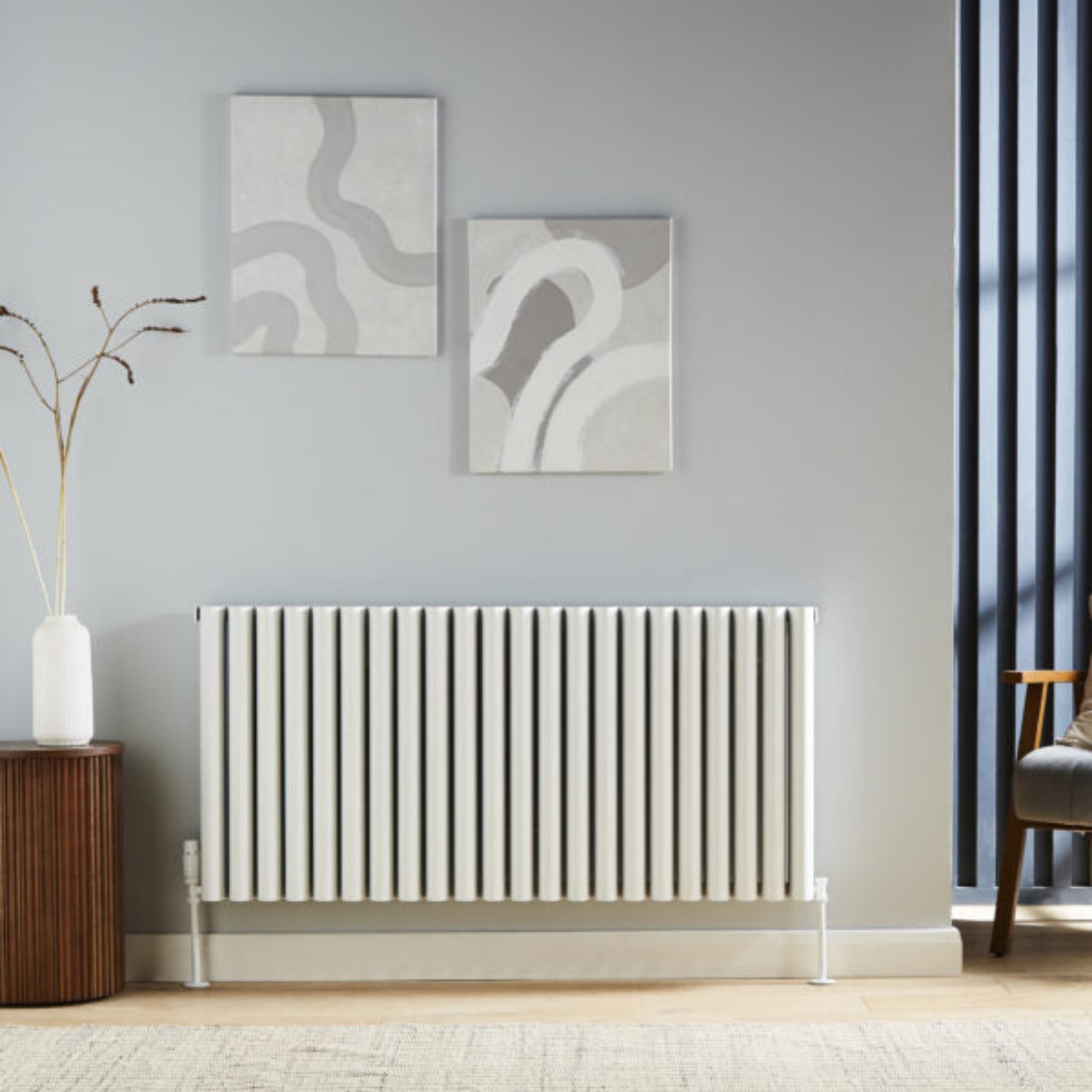 Kartell TORONTO 575mm H x 1205mm W White Horizontal Aluminium Radiator - ALRAD-1-622-WT