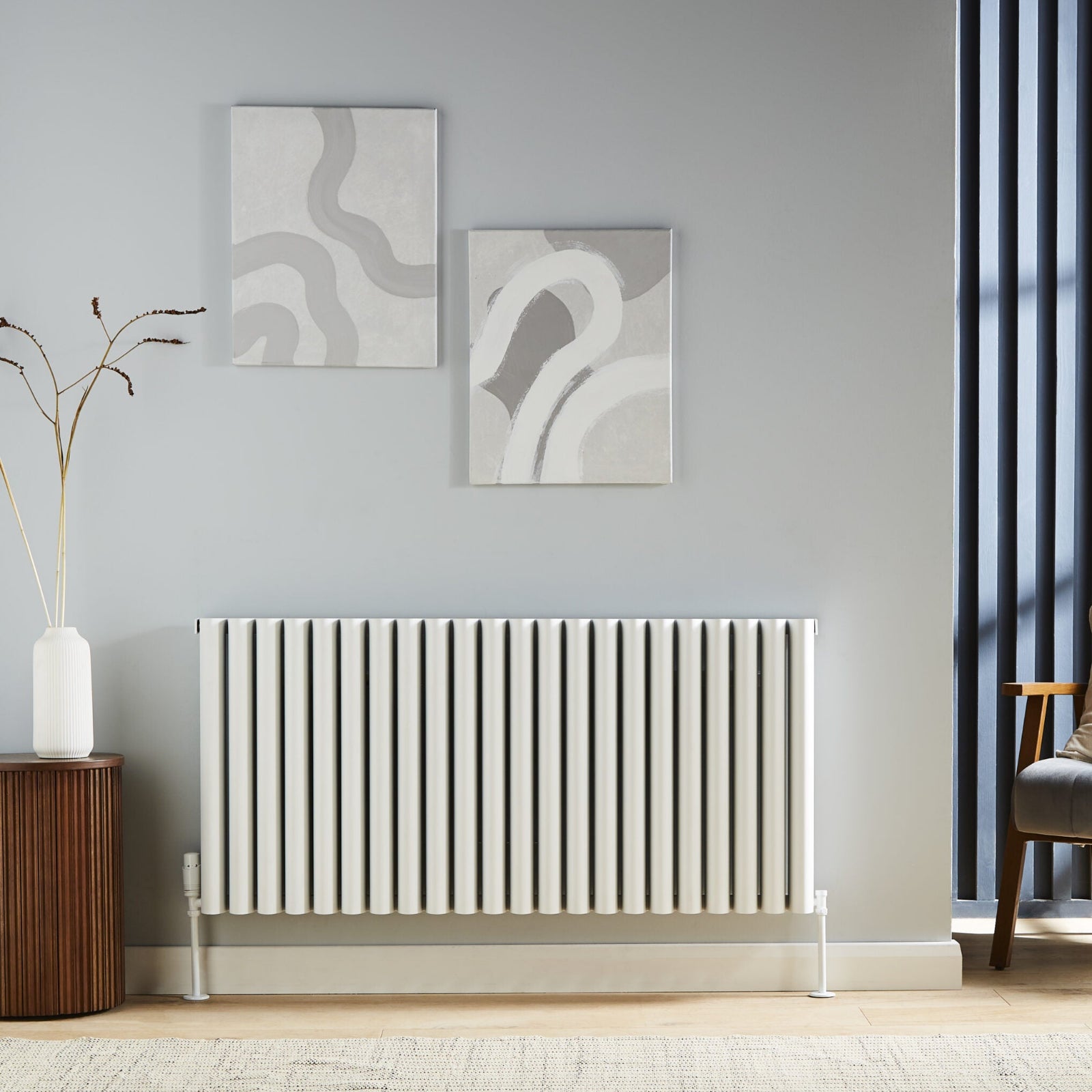 Kartell TORONTO 575mm H x 1425mm W White Horizontal Aluminium Radiator - ALRAD-1-626-WT