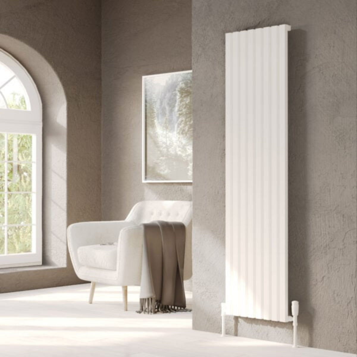 Kartell HAMILTON 1780mm H x 286mm W White Vertical Single Aluminium Radiator - ALRAD-12-1805-WT
