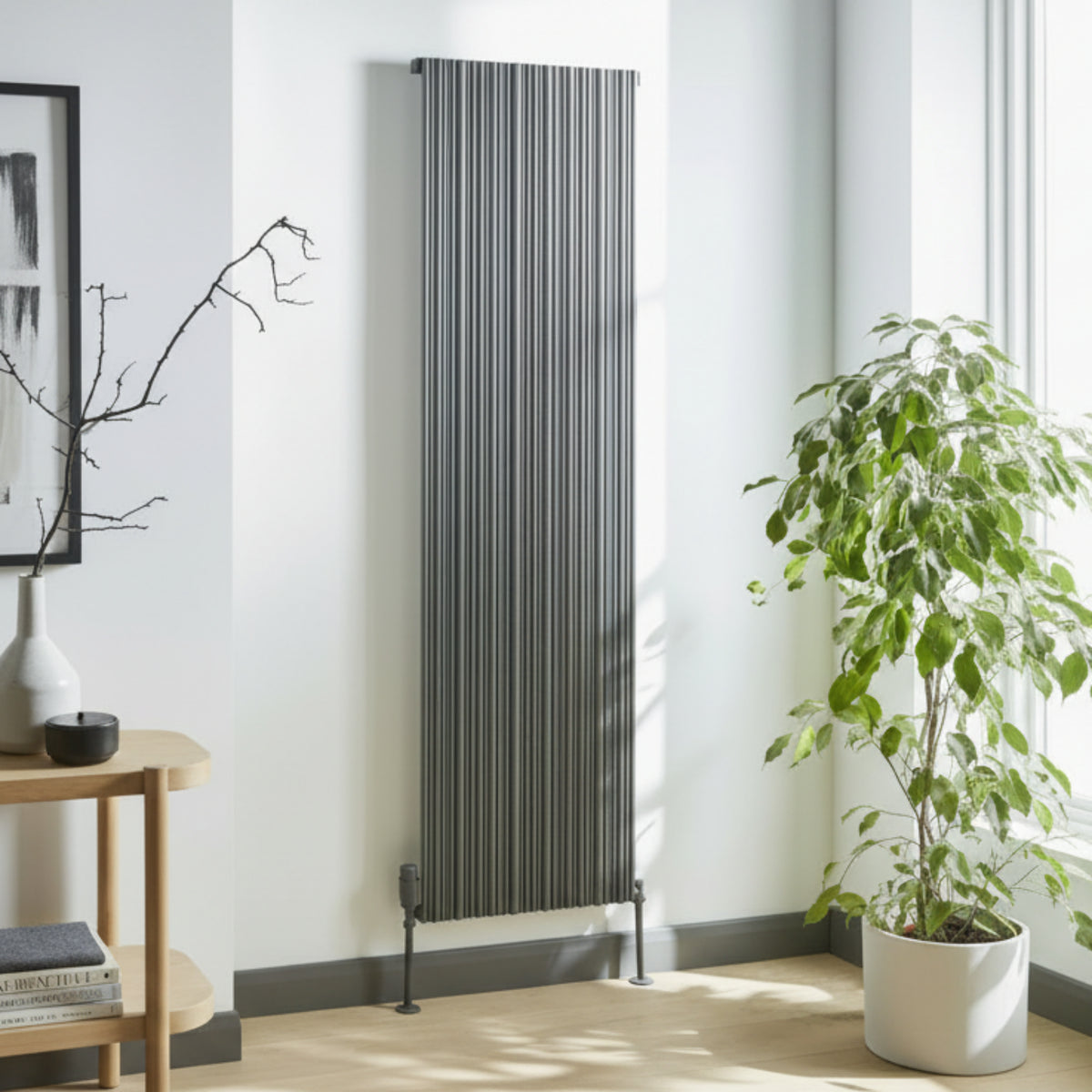 Kartell QUEBEC 1775mm H x 479mm W Grey Vertical Single Aluminium Radiator - ALRAD-5-1804-GY