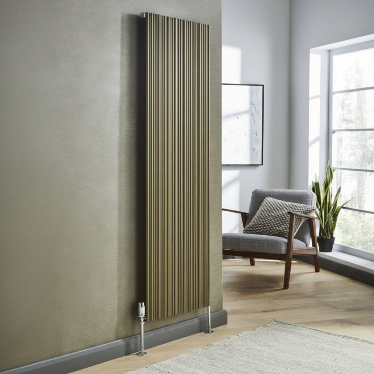 Kartell QUEBEC 1775mm H x 599mm W Bronze Vertical Single Aluminium Radiator - ALRAD-5-1805-BZ