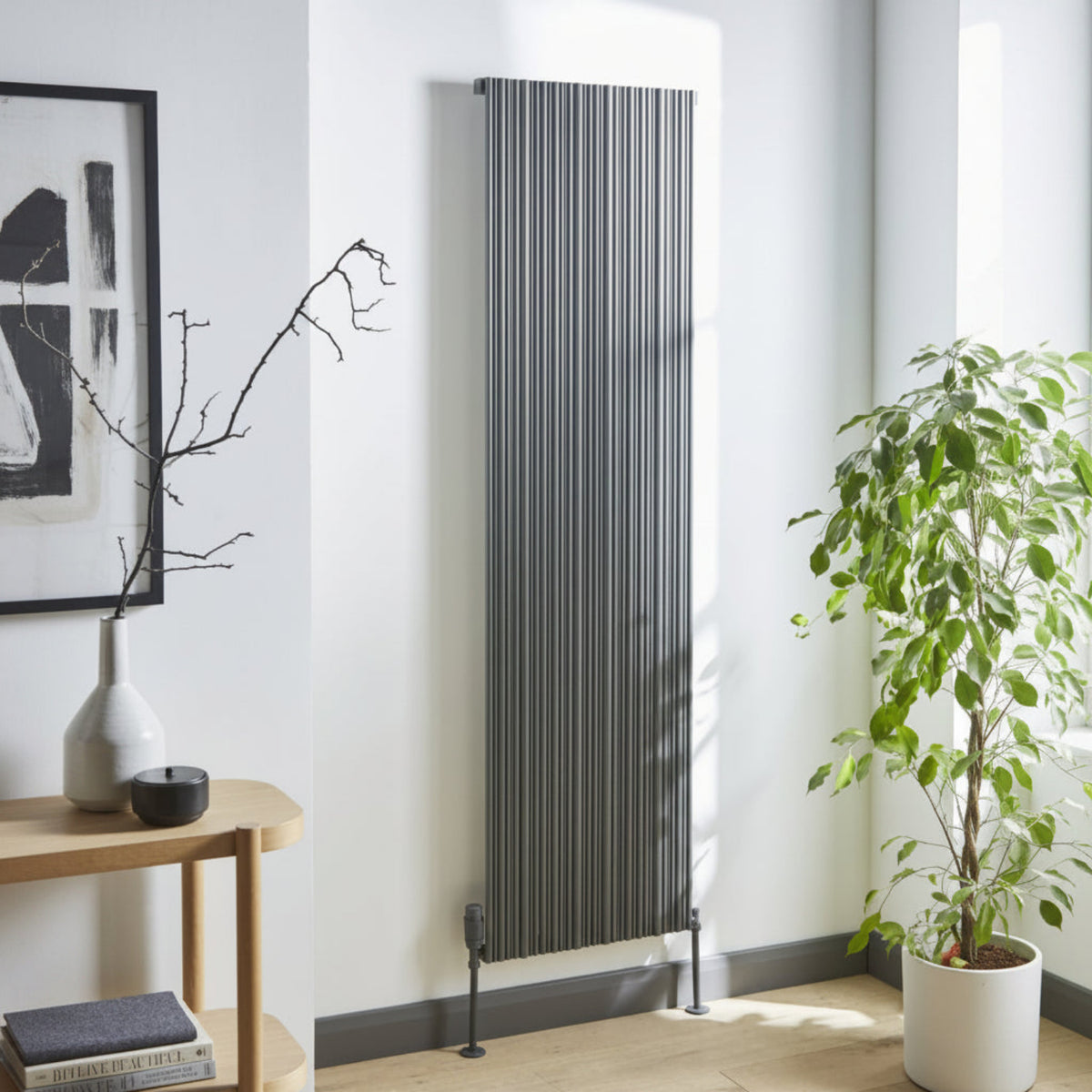 Kartell QUEBEC 1775mm H x 599mm W Grey Vertical Single Aluminium Radiator - ALRAD-5-1805-GY