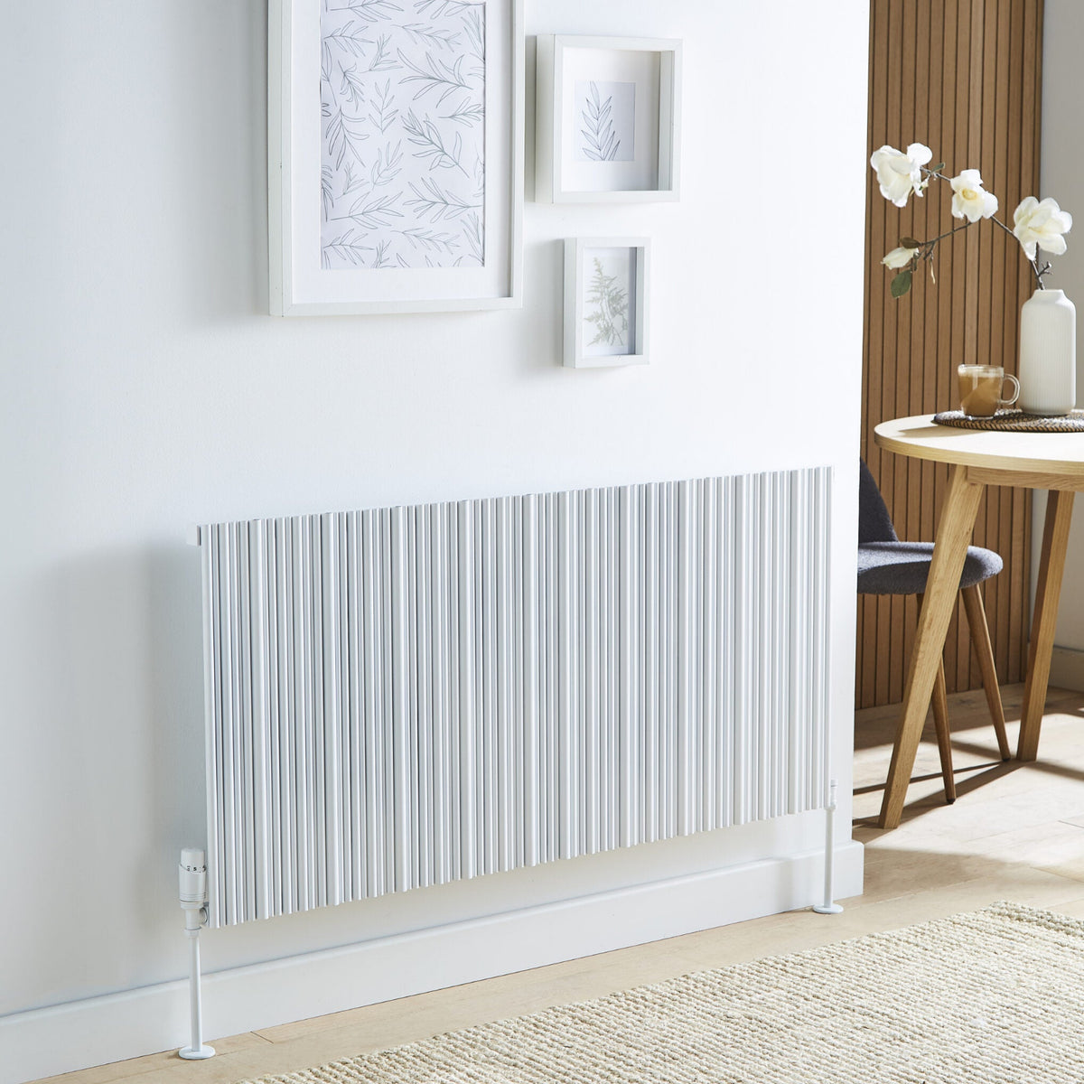 Kartell QUEBEC 575mm H x 1439mm W White Horizontal Single Aluminium Radiator - ALRAD-5-612-WT