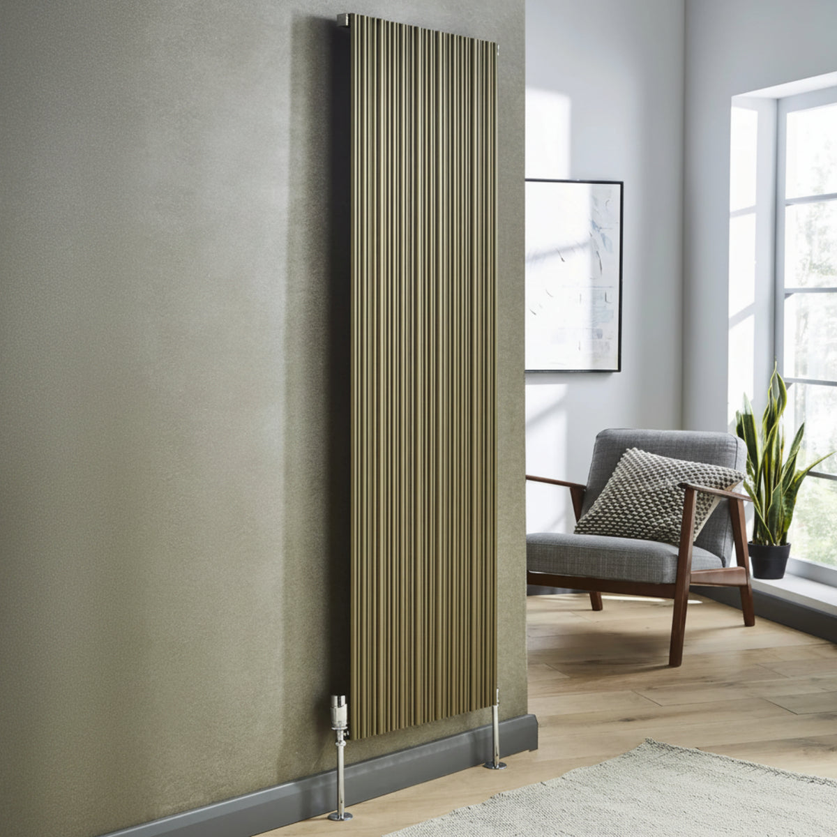 Kartell QUEBEC 1775mm H x 599mm W Bronze Vertical Double Aluminium Radiator - ALRAD-6-1805-BZ