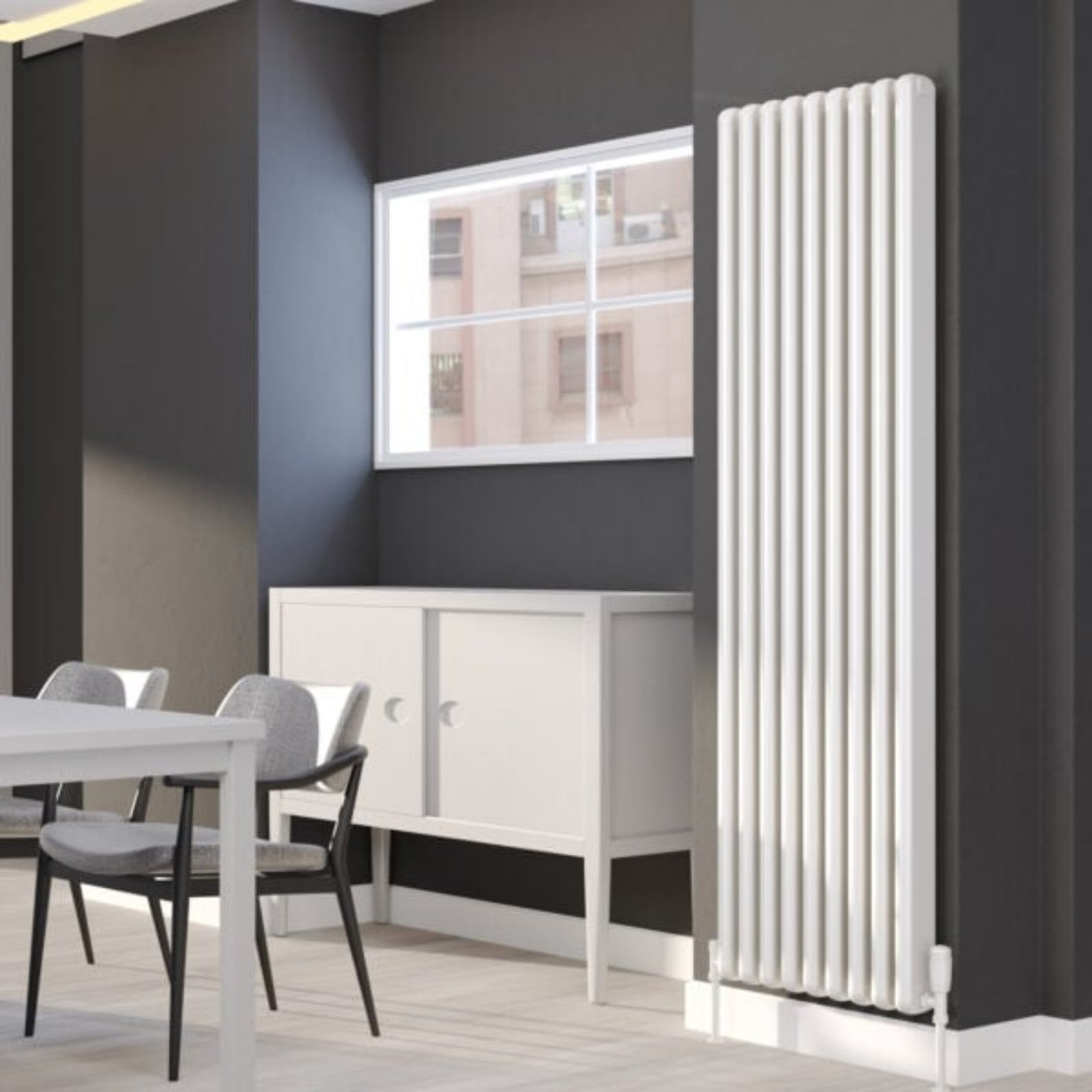 Kartell CALGARY 1800mm H x 280mm W White Vertical Aluminium Radiator - ALRAD-7-1805-WT