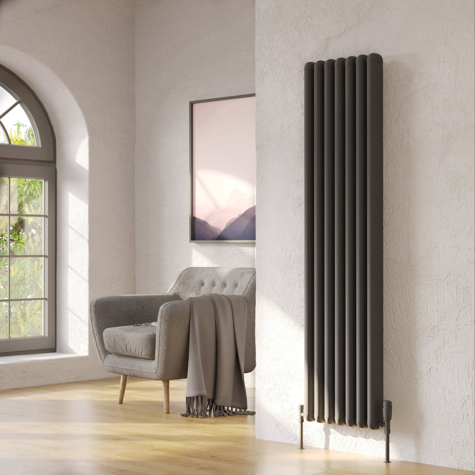 Kartell CALGARY 1800mm H x 520mm W Grey Vertical Aluminium Radiator - ALRAD-7-1809-GY