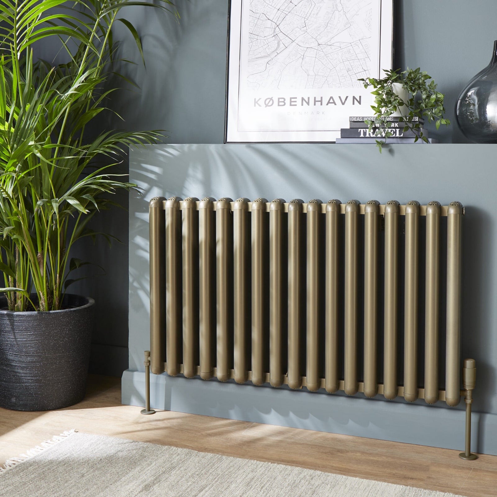 Kartell CALGARY 600mm H x 640mm W Bronze Horizontal Aluminium Radiator - ALRAD-7-611-BZ