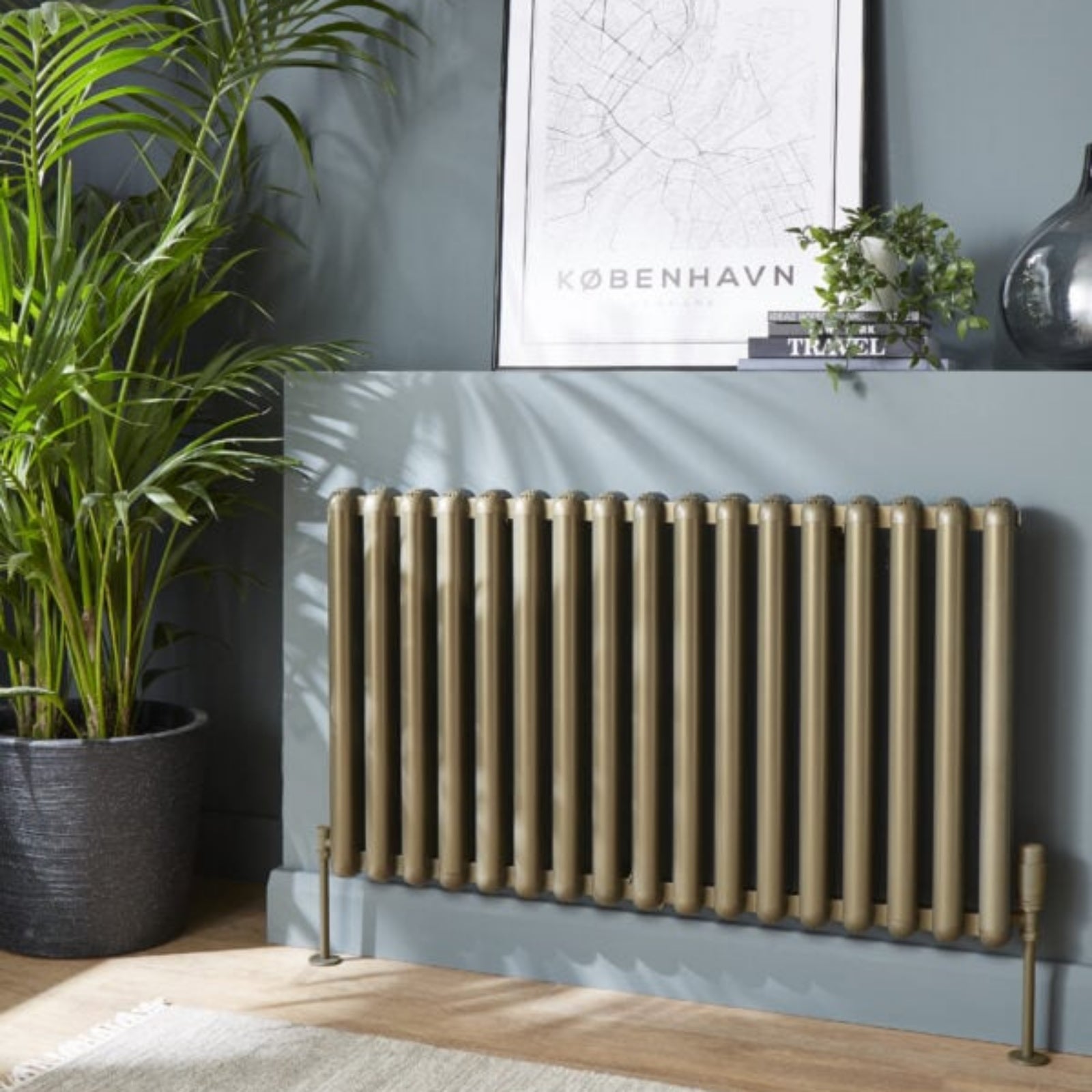Kartell CALGARY 600mm H x 1000mm W Bronze Horizontal Aluminium Radiator - ALRAD-7-617-BZ