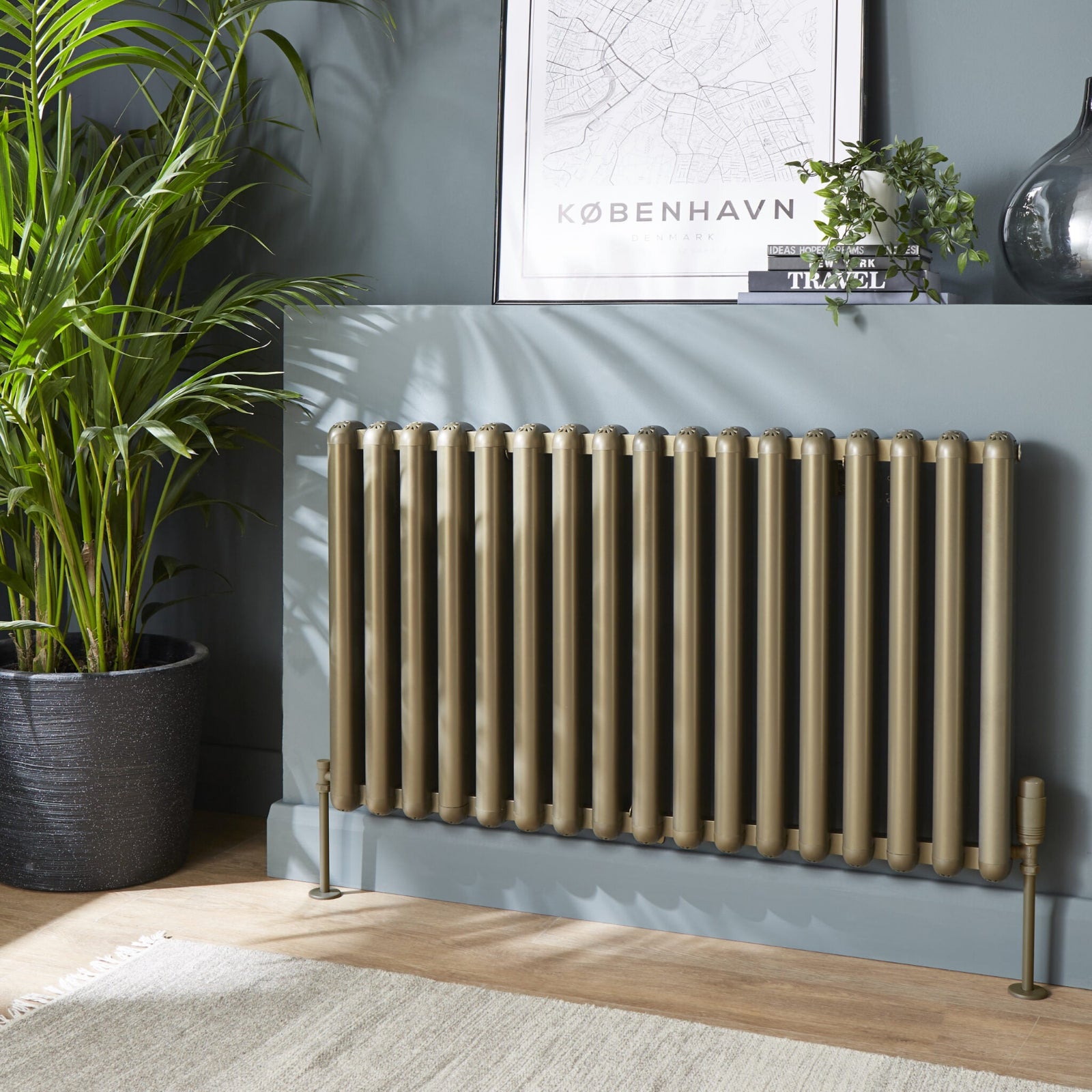 Kartell CALGARY 600mm H x 1360mm W Bronze Horizontal Aluminium Radiator - ALRAD-7-623-BZ