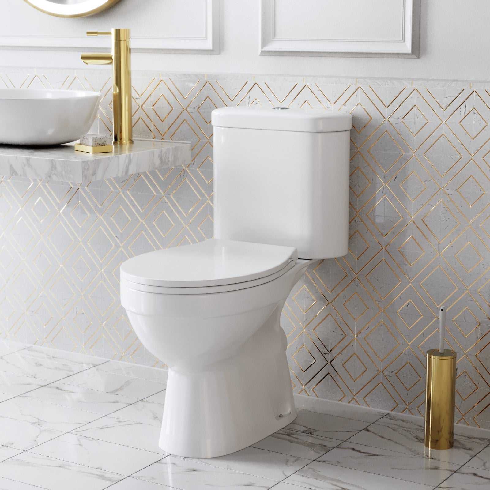 Rimless Close Coupled Toilet With Seat & Cistern