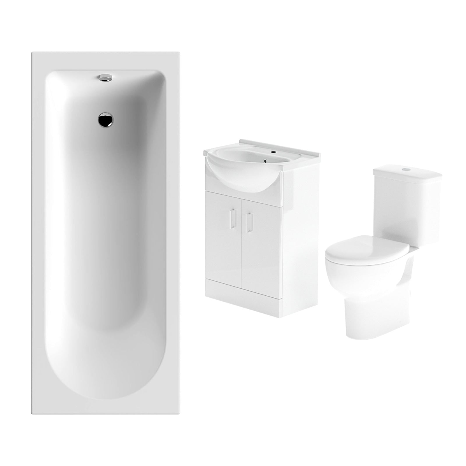Ellen Bath Suite 1700mm Flat Pack Vanity Unit & Close Coupled WC Toilet Cistern & Seat