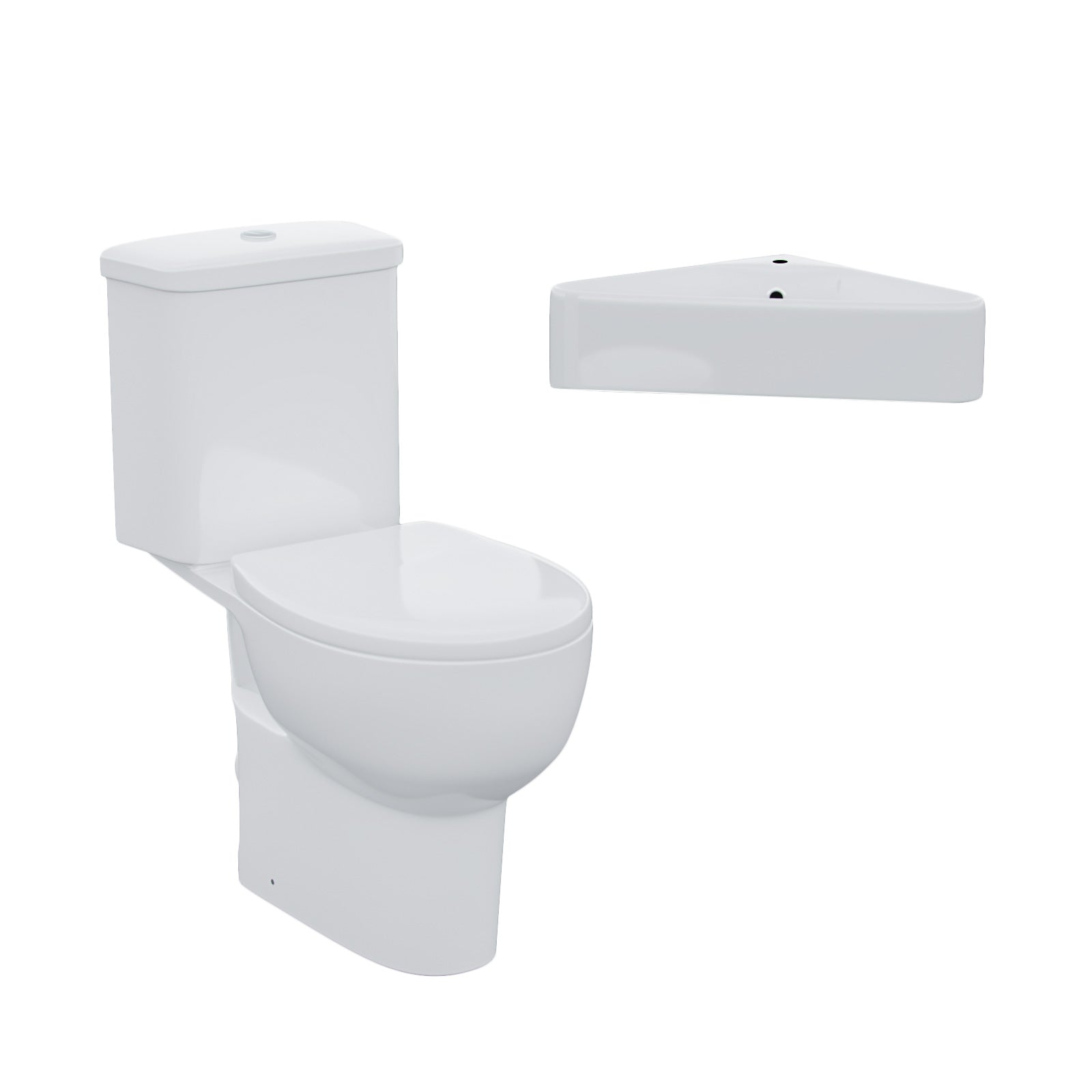 Forel Bathroom Close Coupled WC Toilet Wall Hung Cloakroom Basin Sink Suite