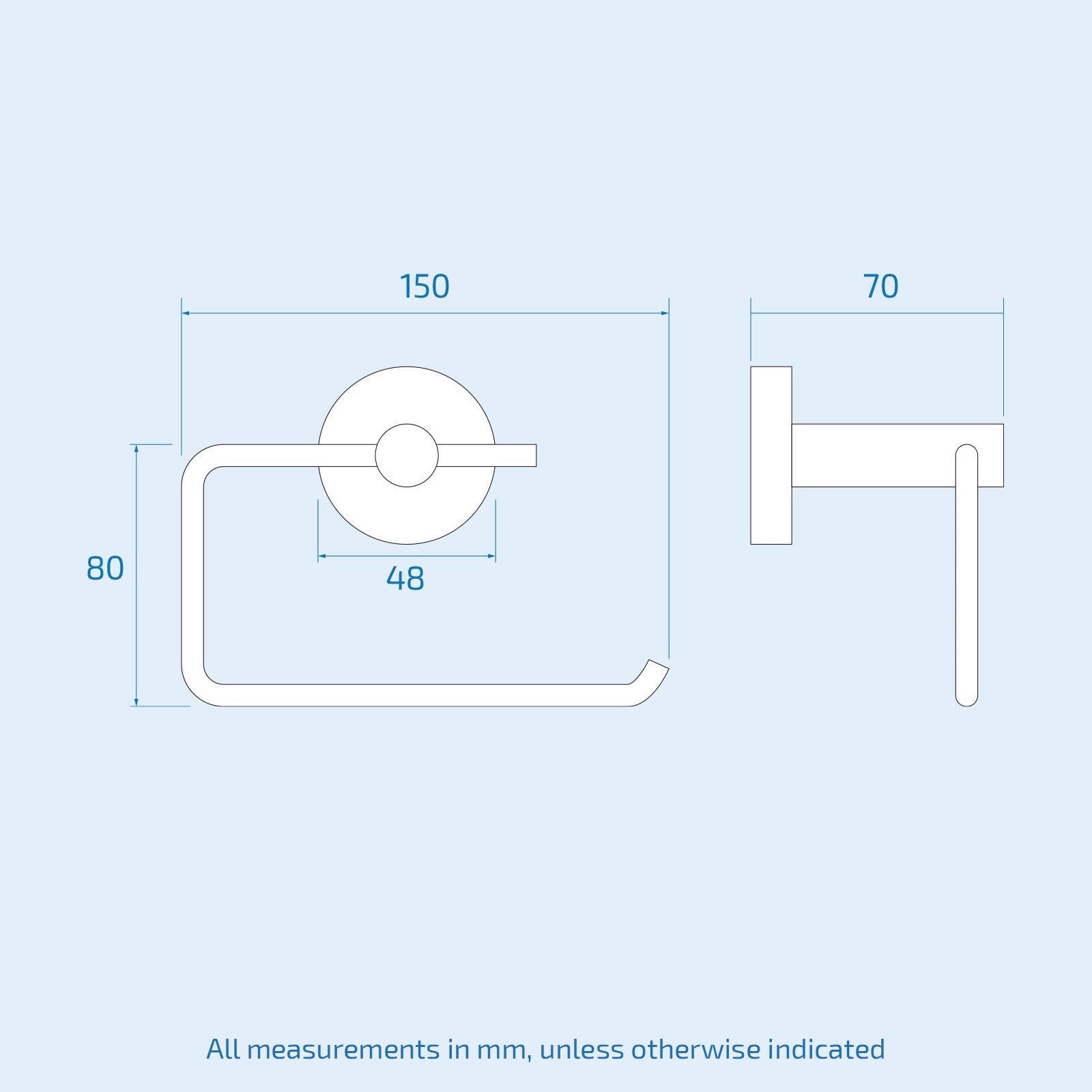 Modern Round Black Matte Paper Holder