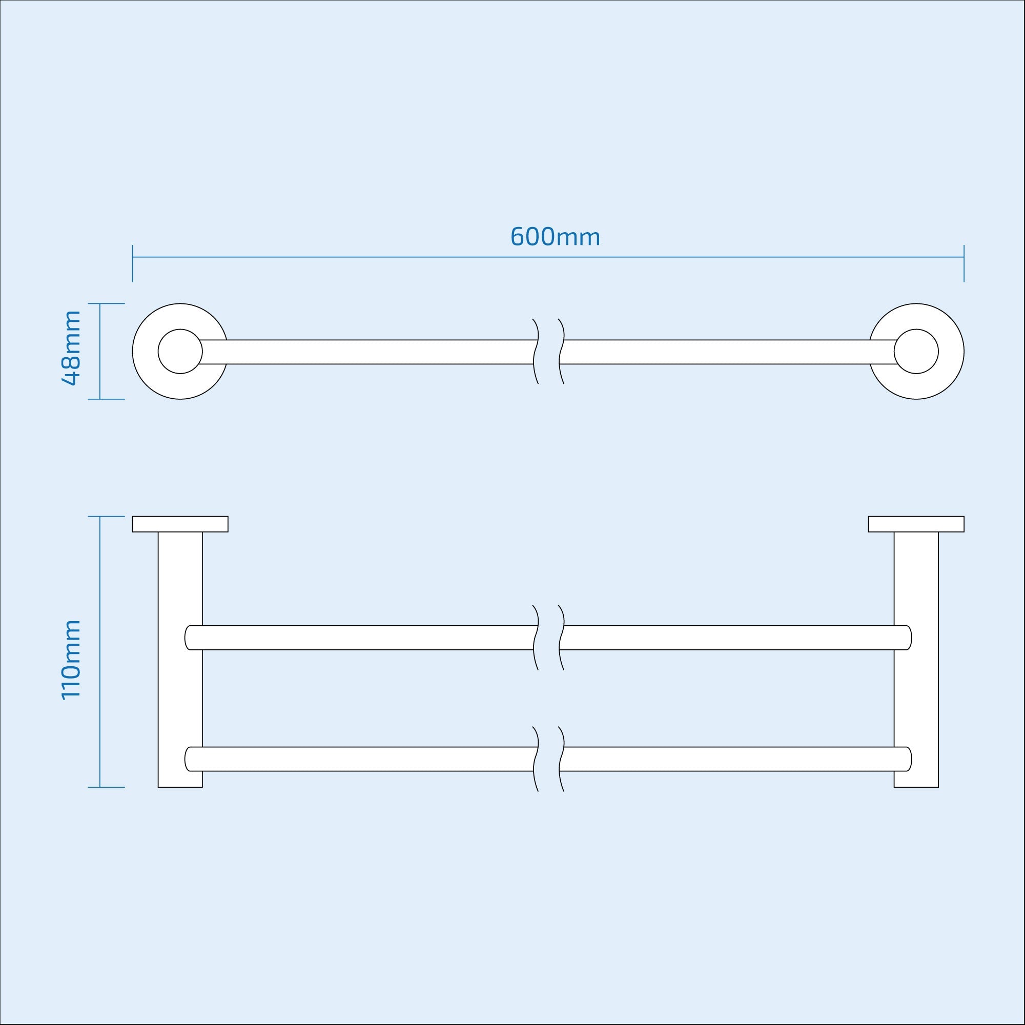 Wall Mounted Round Double Towel Bar Chrome