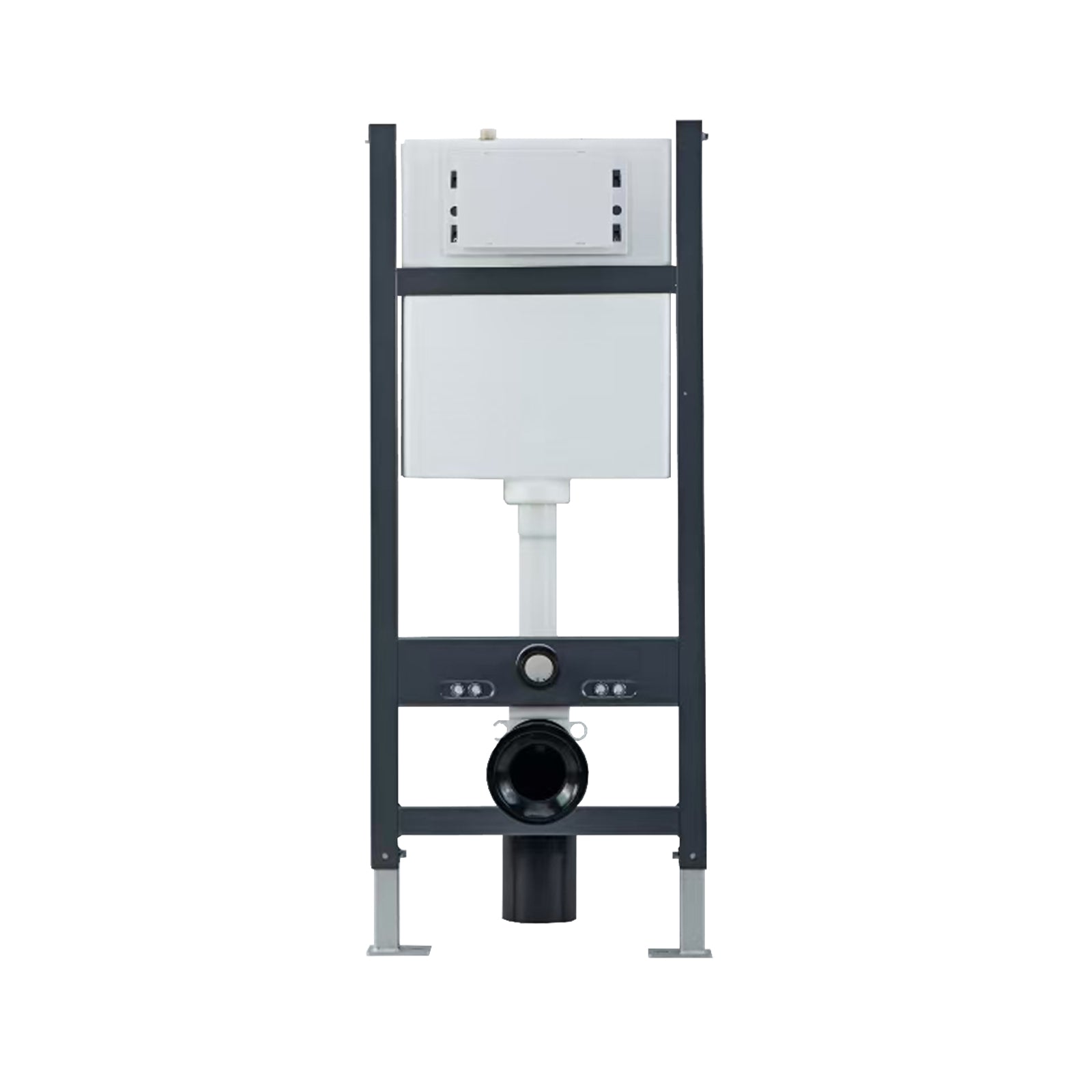 Rimless Round Wall Hung Toilet, Cistern Frame, Flush Plate Matte Black