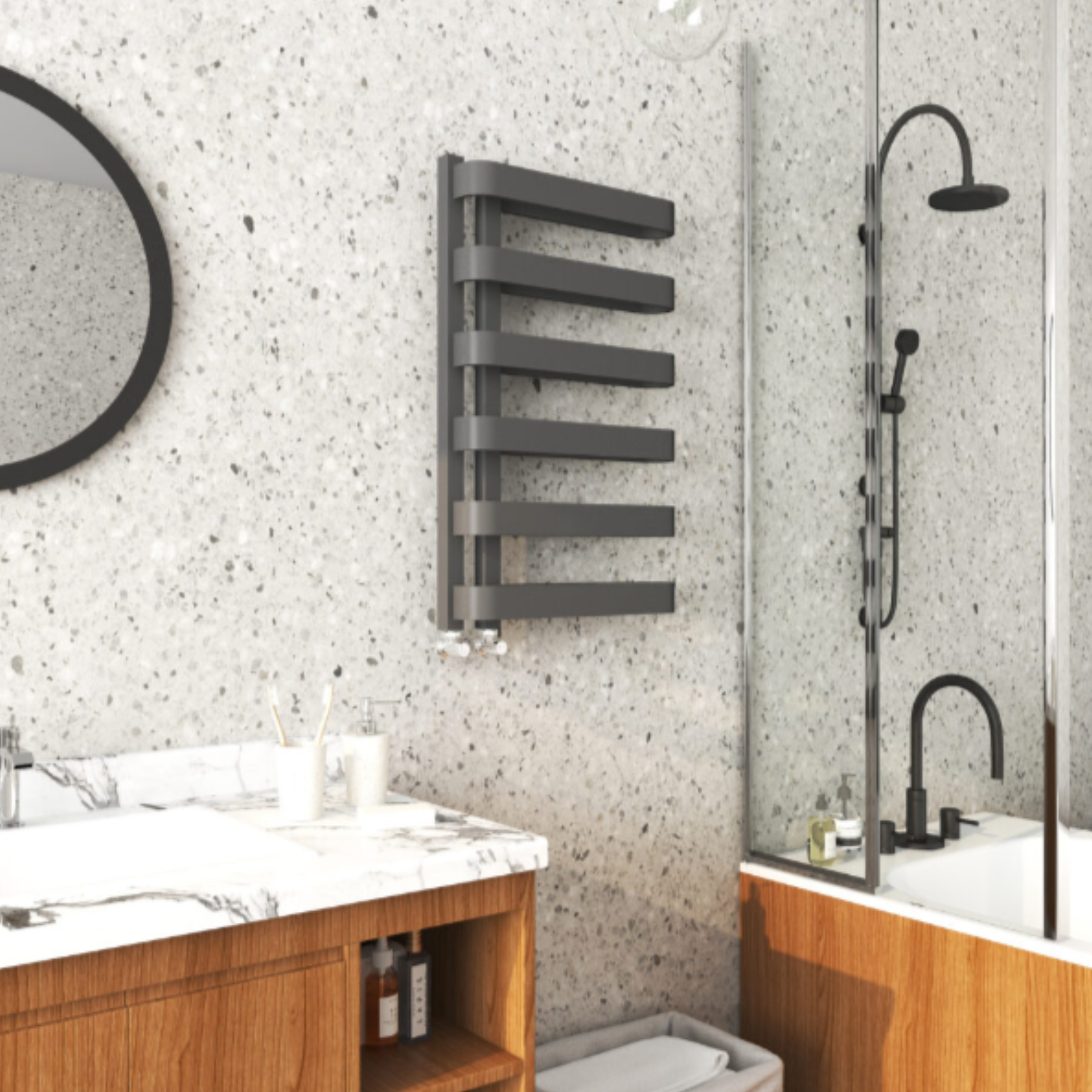 Kartell Texas 850mm H x 500mm W Anthracite Vertical Towel Rail - TEX850-500A