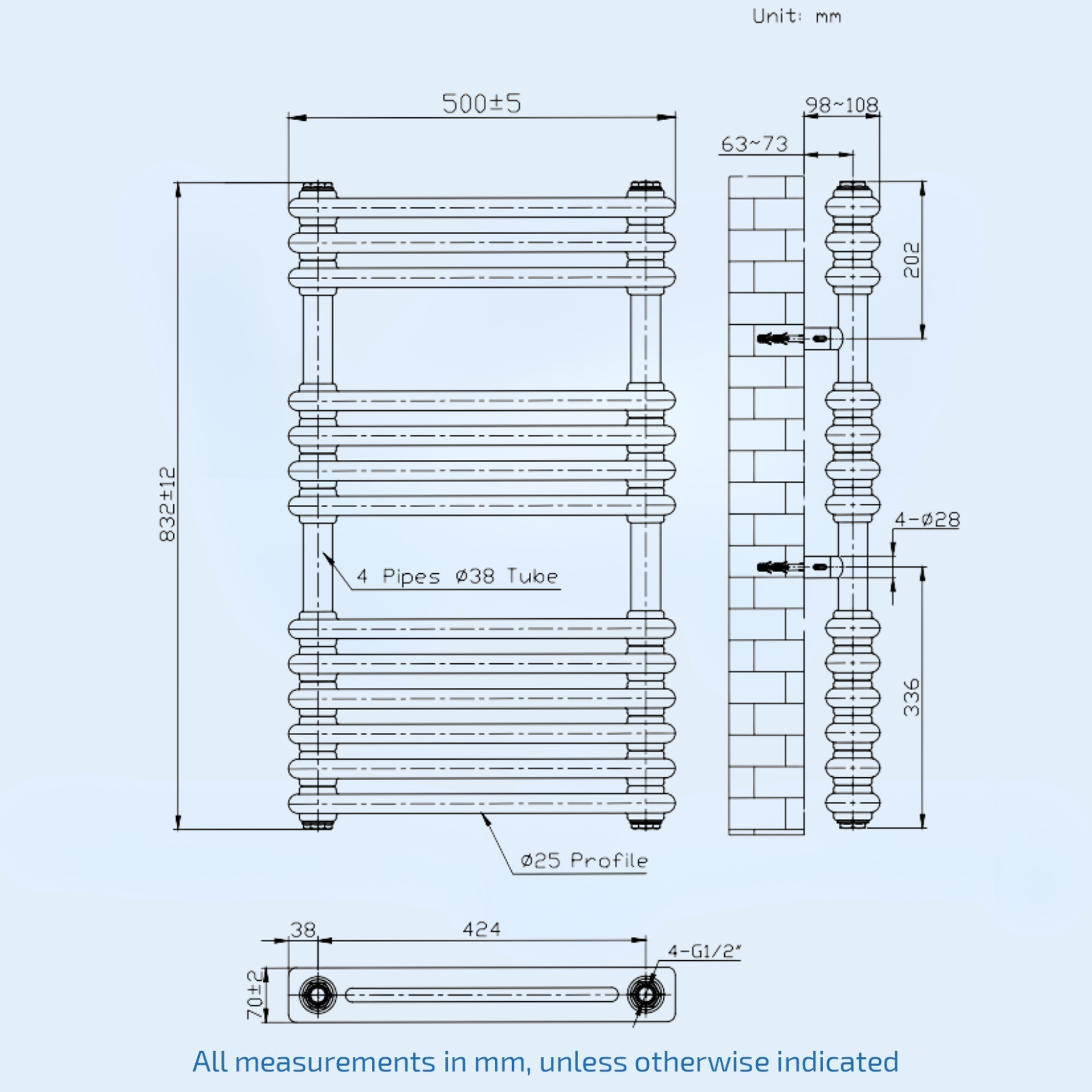 Kartell Kolumn Dual Column 832mm H x 500mm W White Vertical Towel Radiator - KOL832-500WT