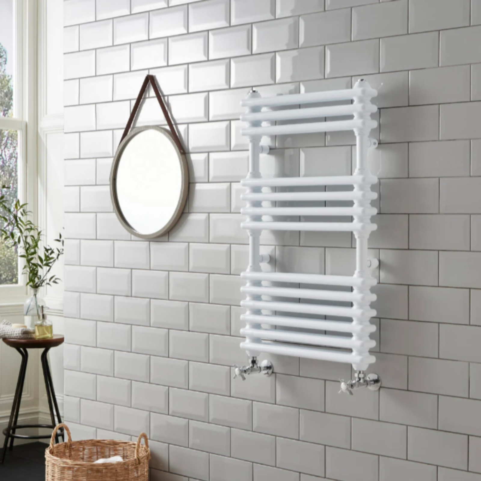 Kartell Kolumn Dual Column 832mm H x 500mm W White Vertical Towel Radiator - KOL832-500WT