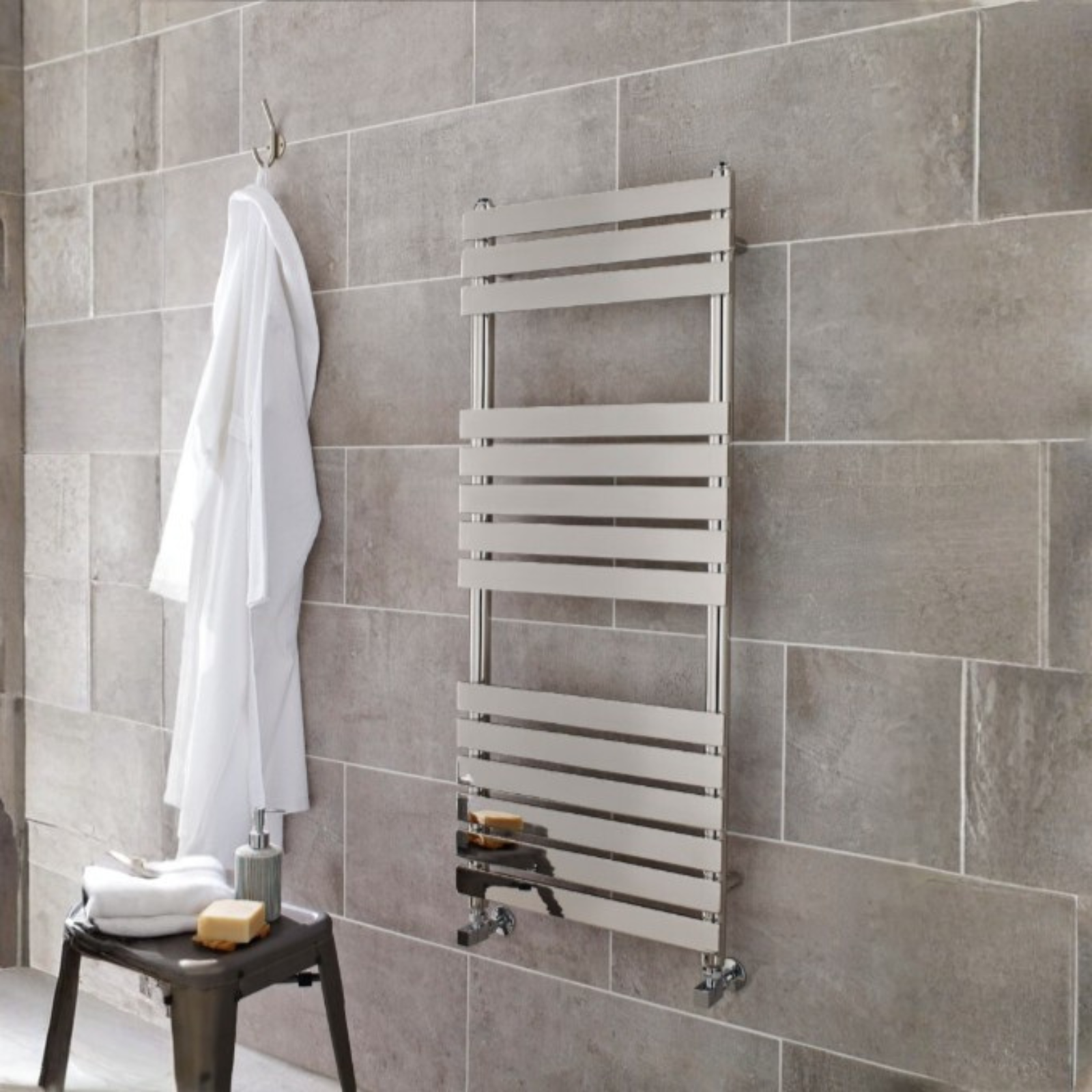 Kartell Memphis 1200mm H x600mm W Chrome Vertical Designer Towel Rail - MEM600-1200
