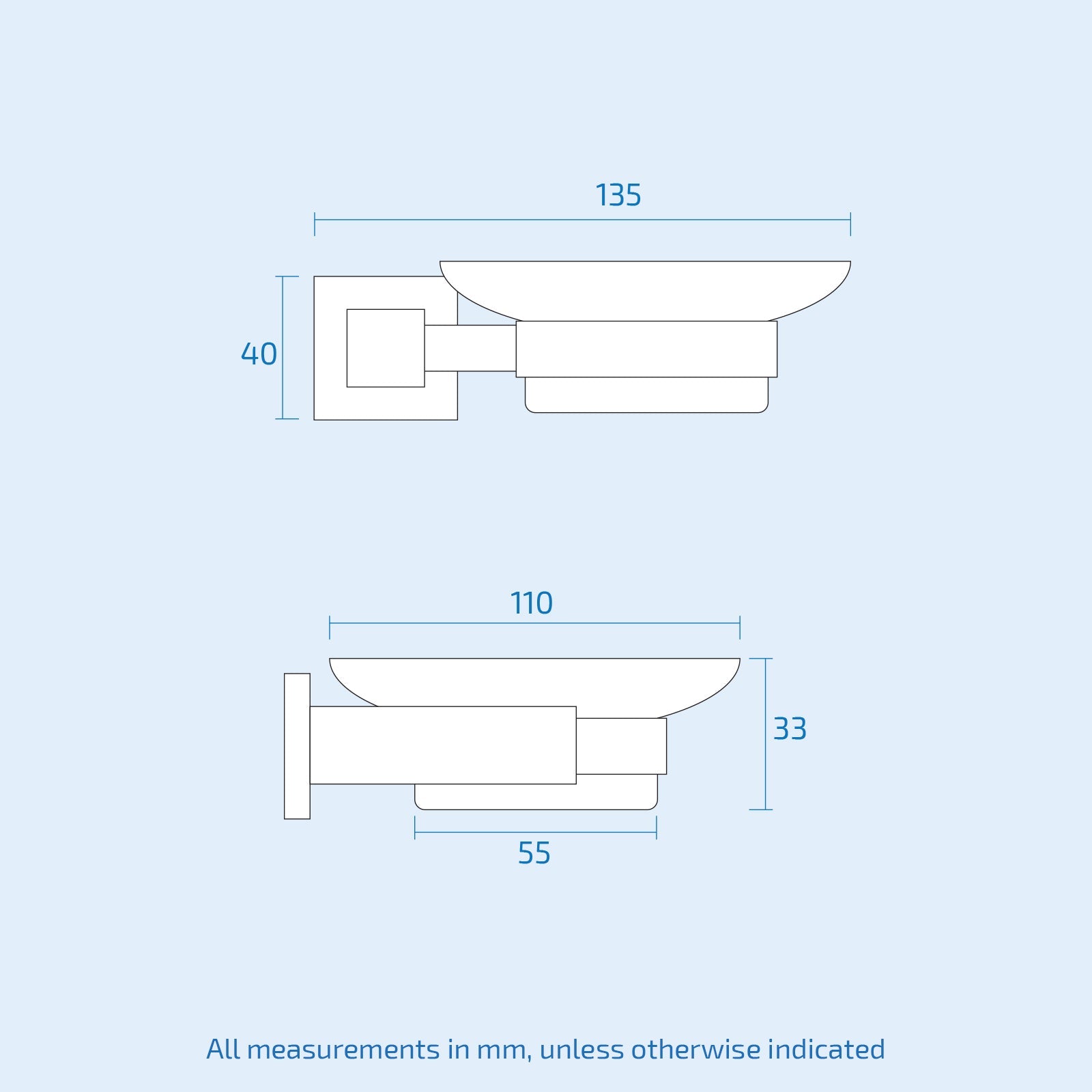 Matte Black Square Soap Dish Holder