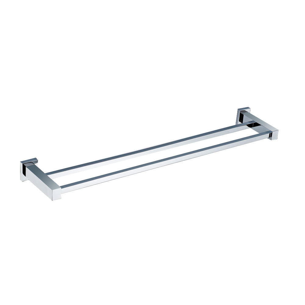 Square Double Towel Rail Chrome