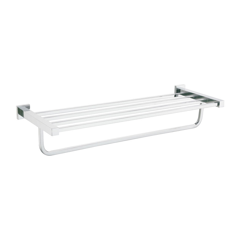 585mm Premium Chrome Square Wall Mounted Towel Shelf