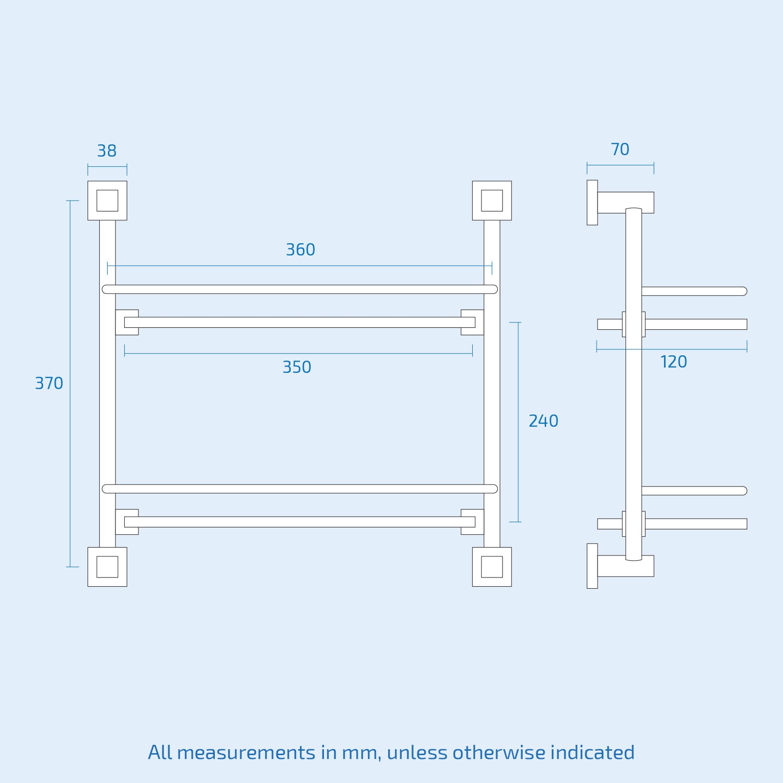Double Glass Bathroom Shelf Matte Black