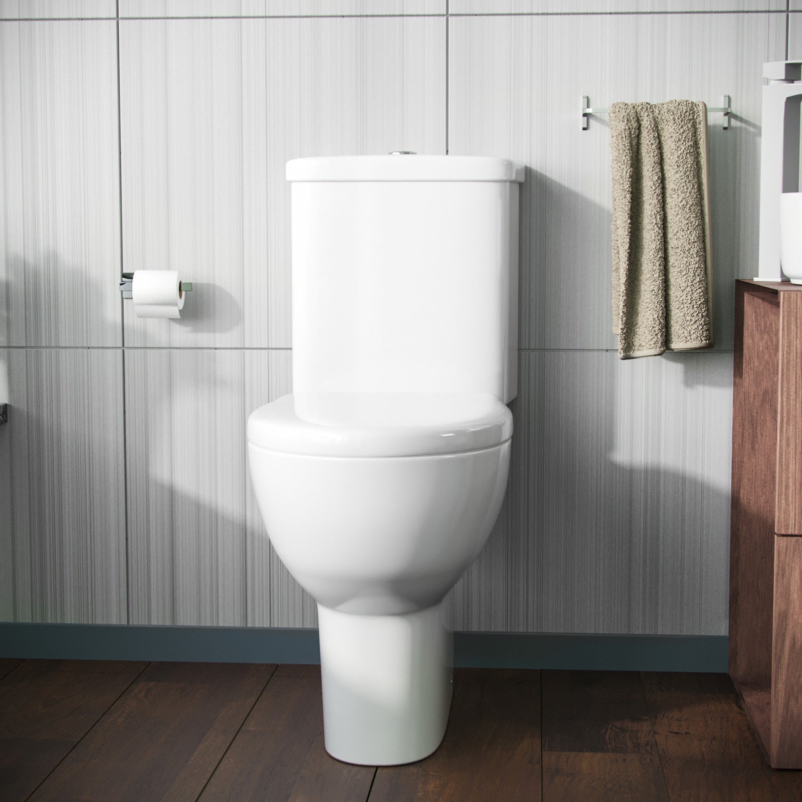 Forel Bathroom Close Coupled WC Toilet Wall Hung Cloakroom Basin Sink Suite