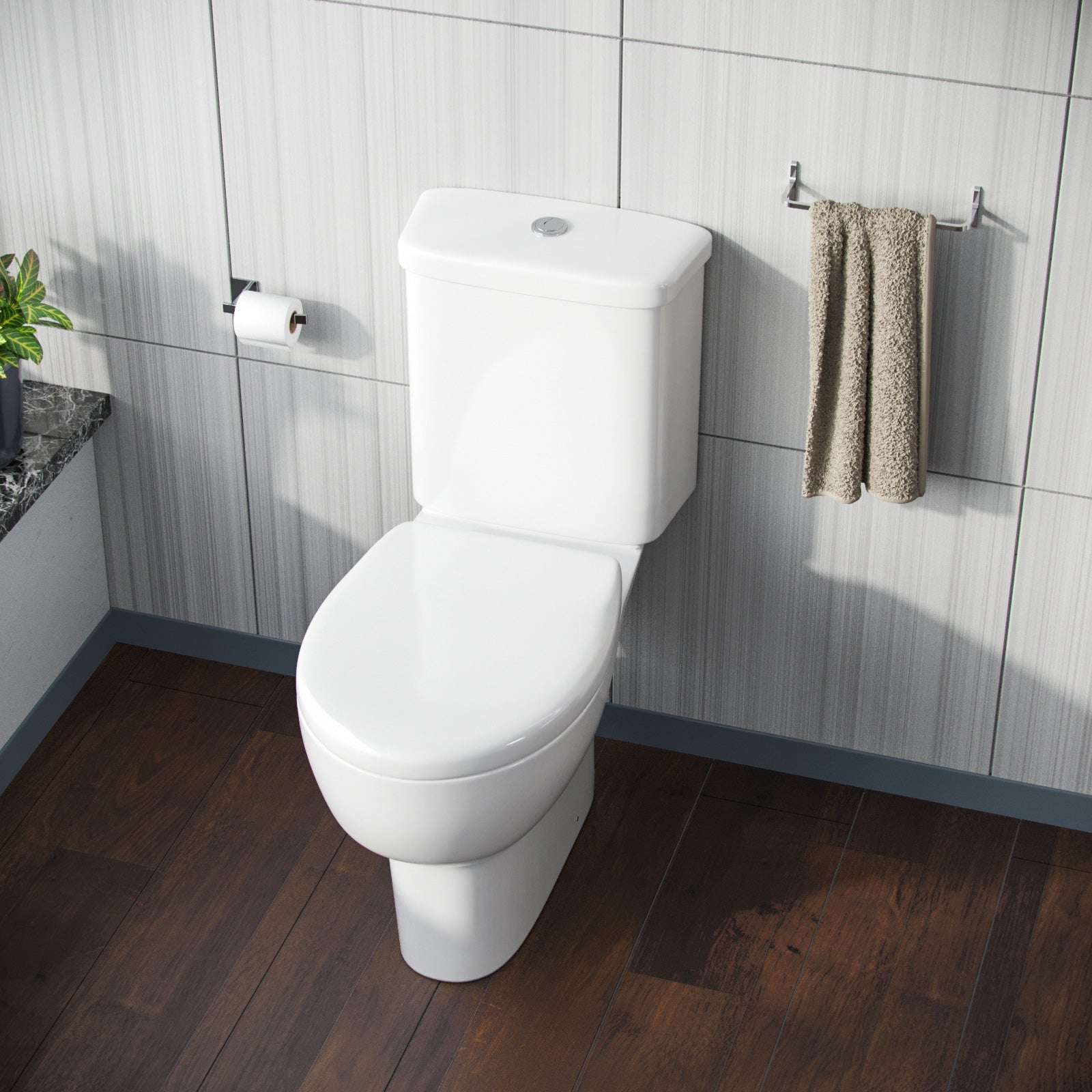 Forel Bathroom Close Coupled WC Toilet Wall Hung Cloakroom Basin Sink Suite