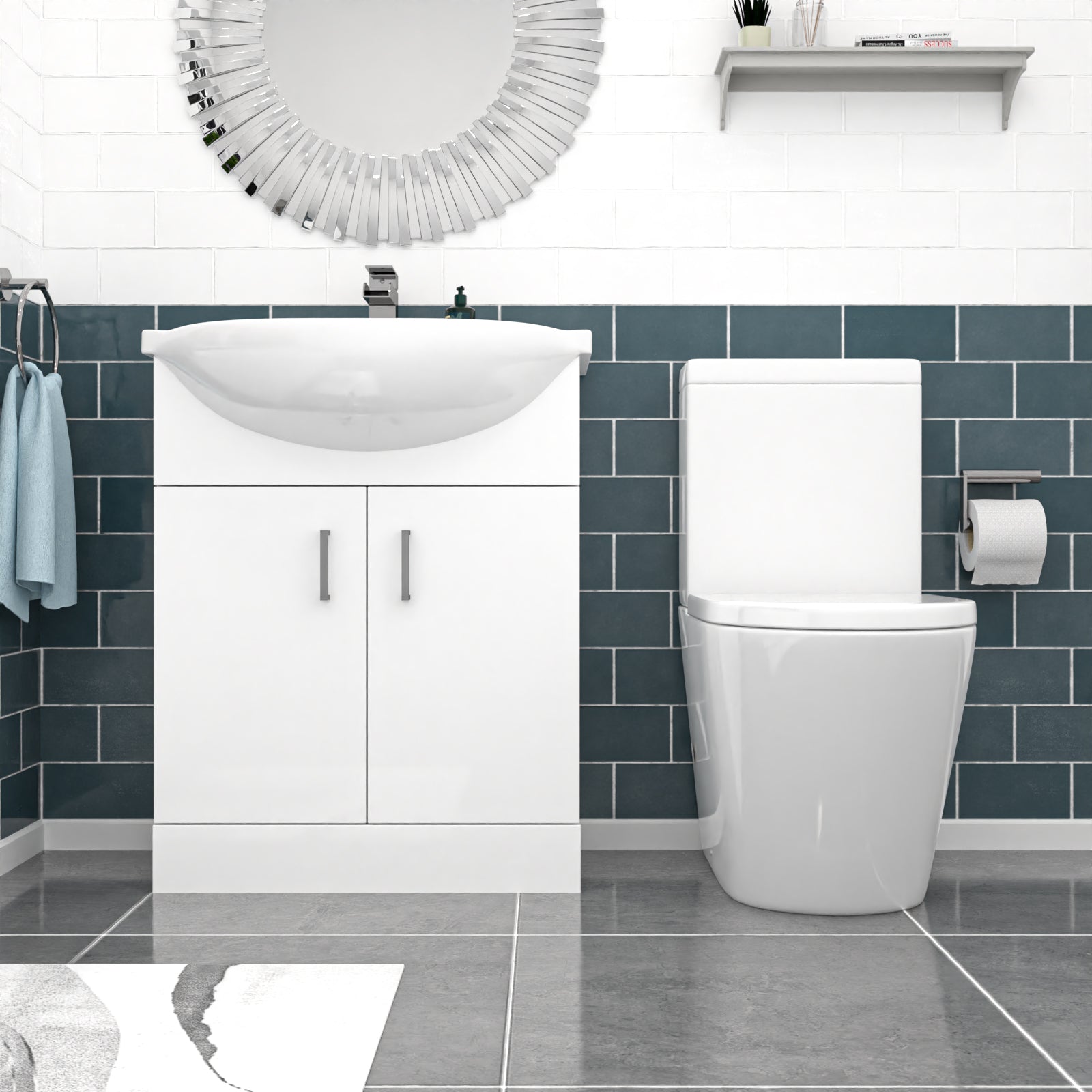 Bathroom with white toilet and sink
