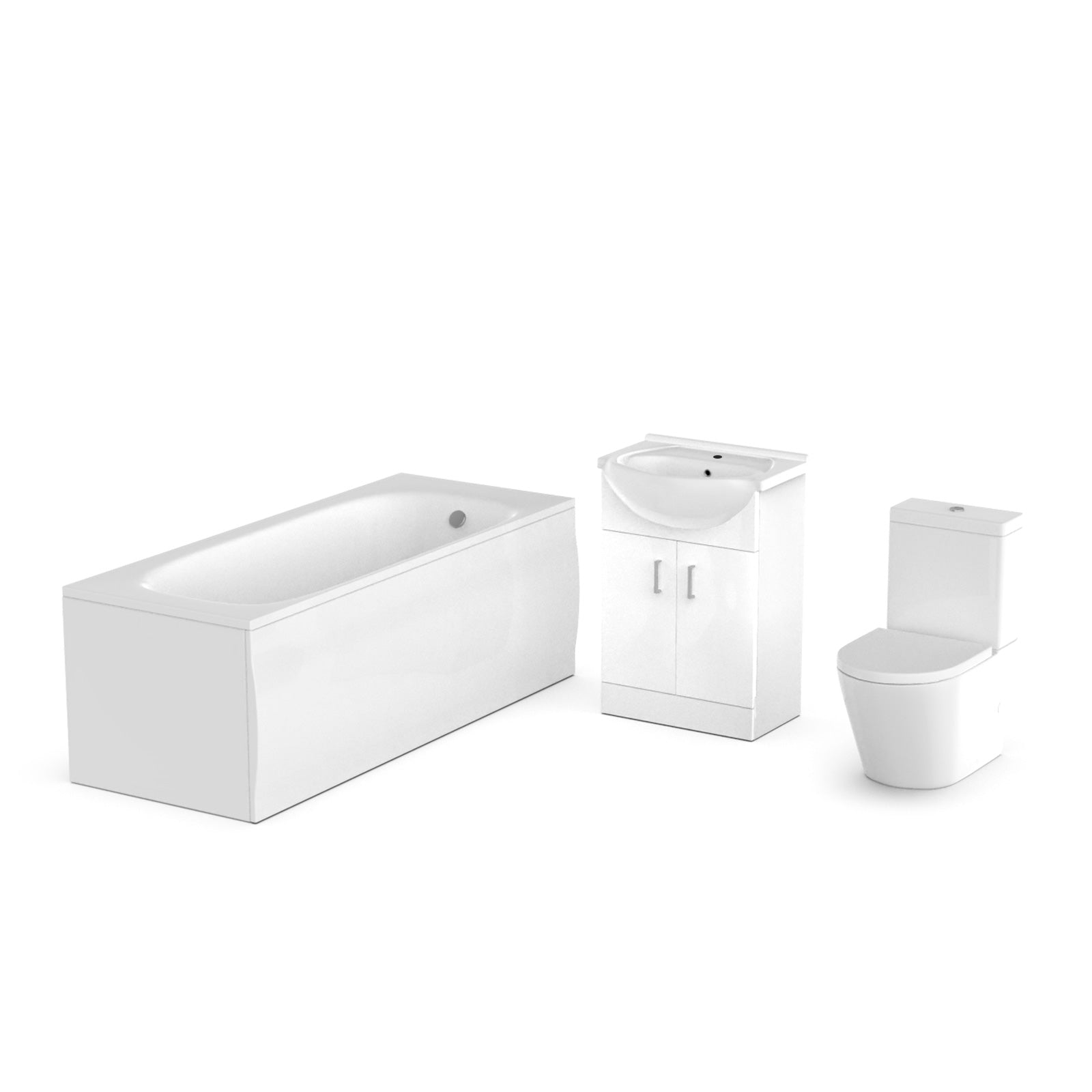 Ellen 550mm Basin Vanity Unit, Close Coupled WC Toilet with Straight Edge Bathroom Suite