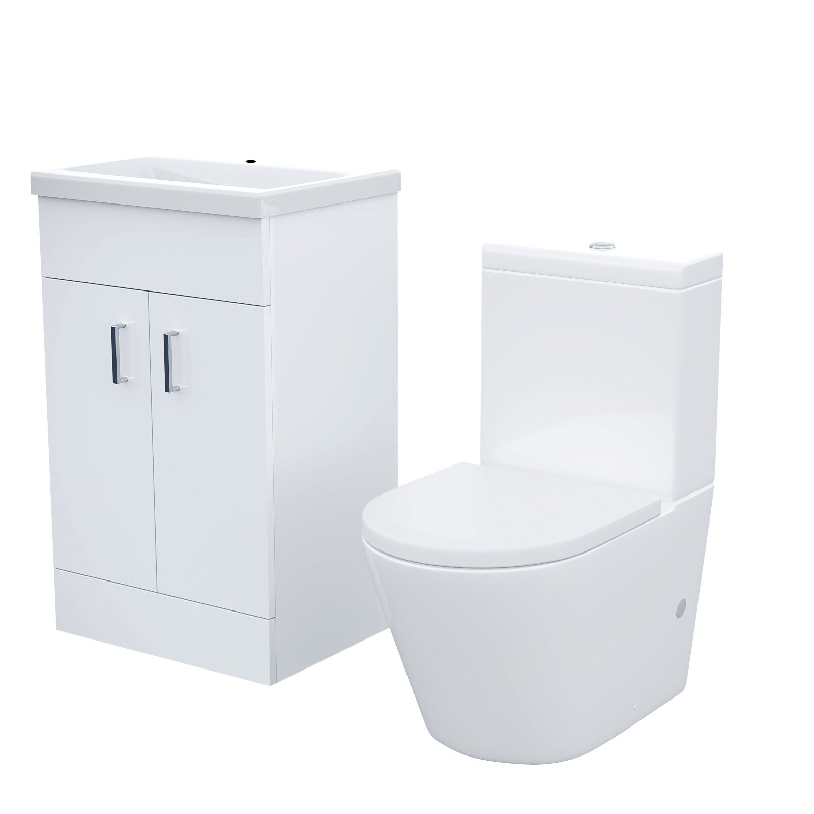 Nanuya 500mm Vanity Basin Unity & Rimless Close Coupled Toilet White