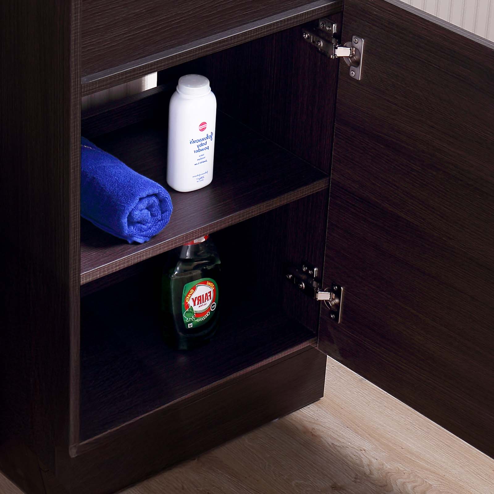 Aston 485mm Right Hand Dark Oak Vanity Unit with Black Resin Basin