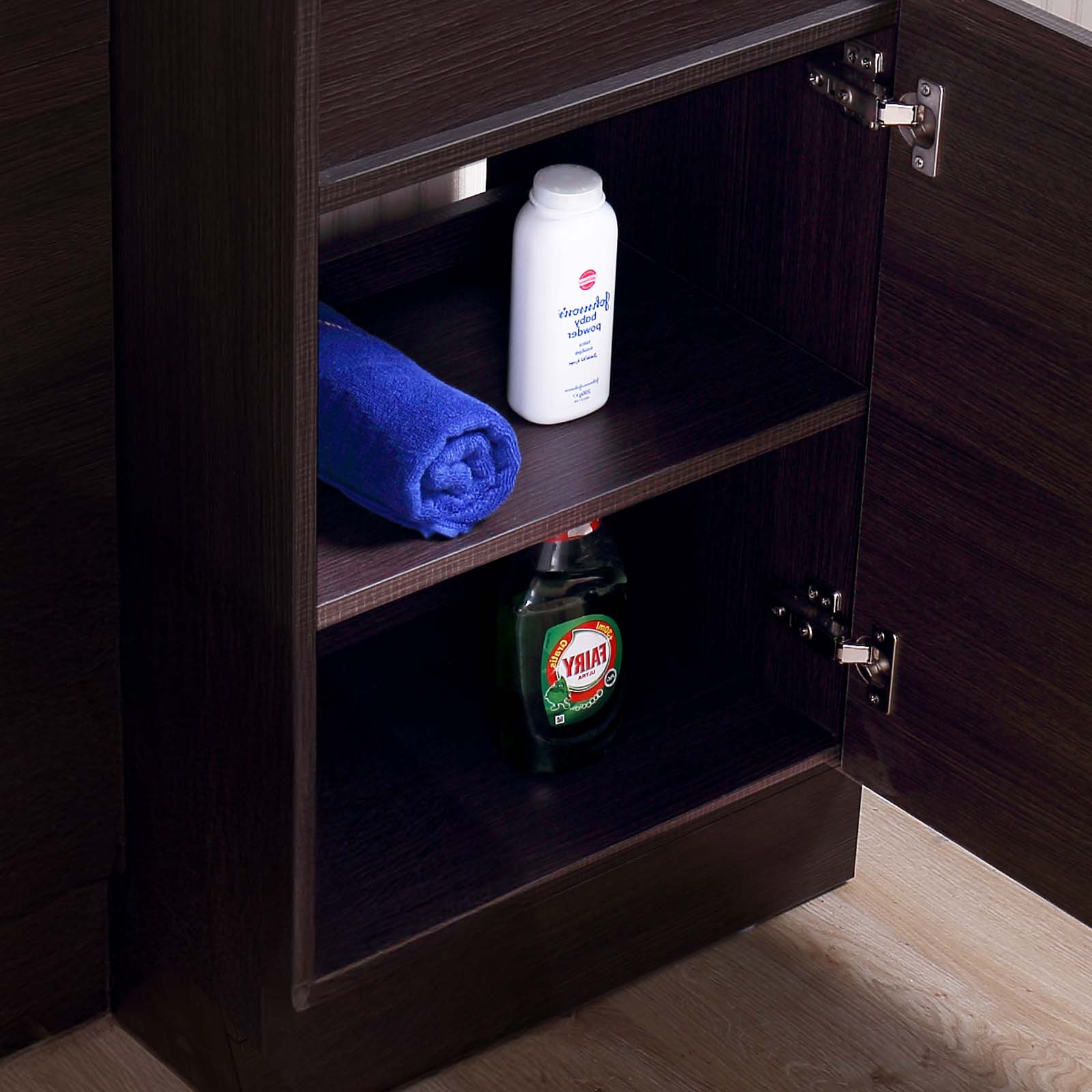 Aston 485mm Right Hand Dark Oak Vanity Unit with White Resin Basin