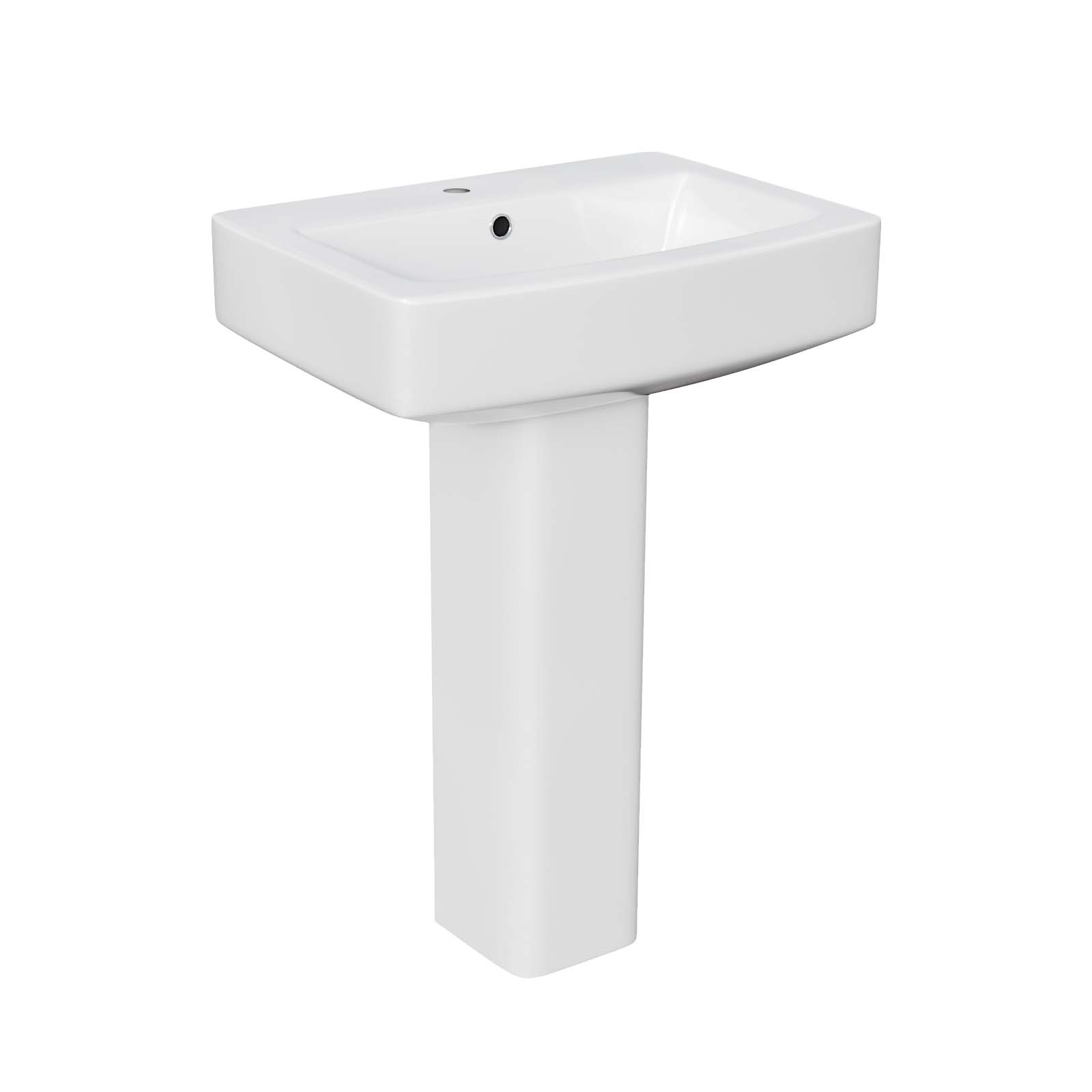 Square Bathroom Suite Matt Black 1700mm Bath, Toilet, Pedestal basin, Tap,Shower