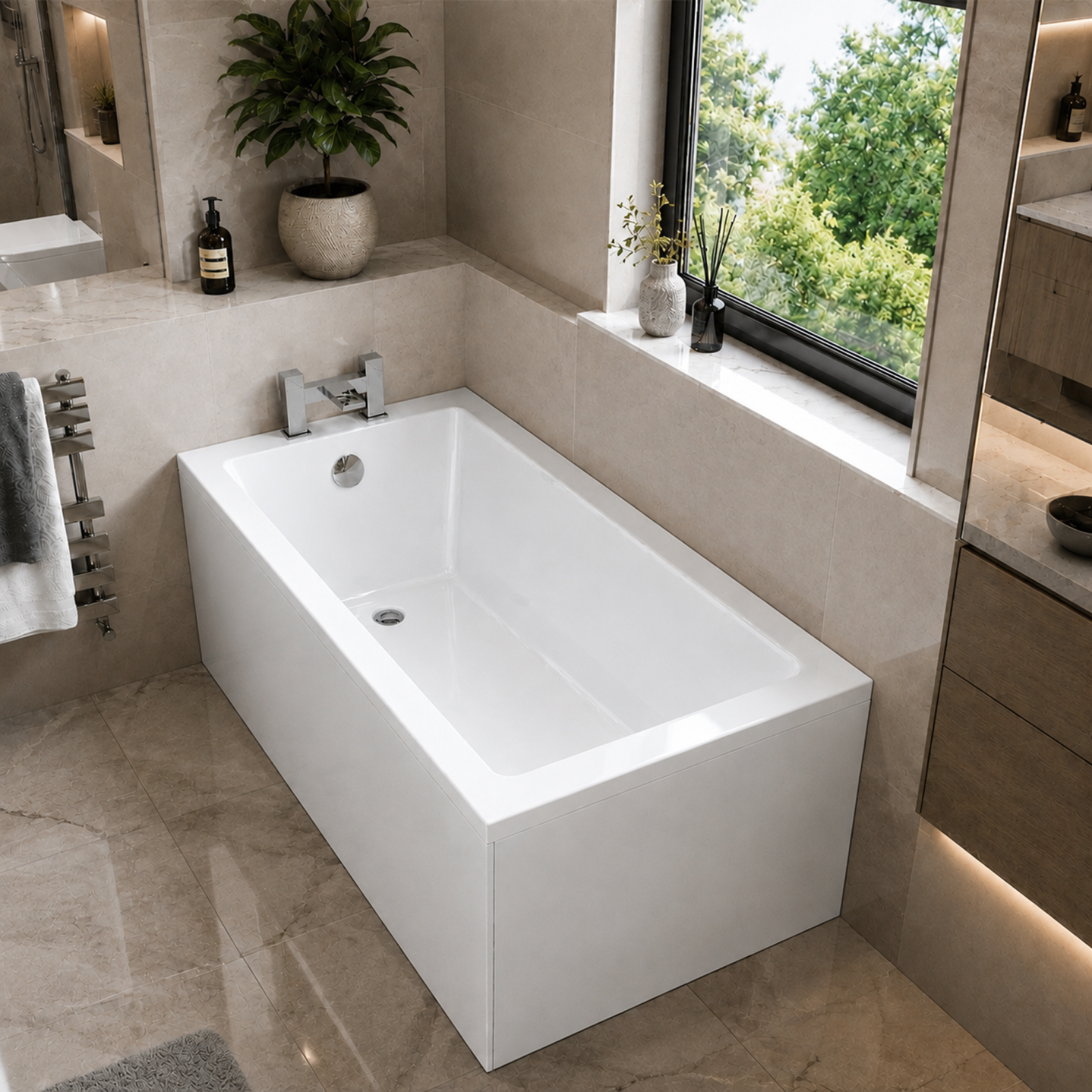 Derby 1700mm x 700mm Standard Straight Square Bathroom Bath Tub