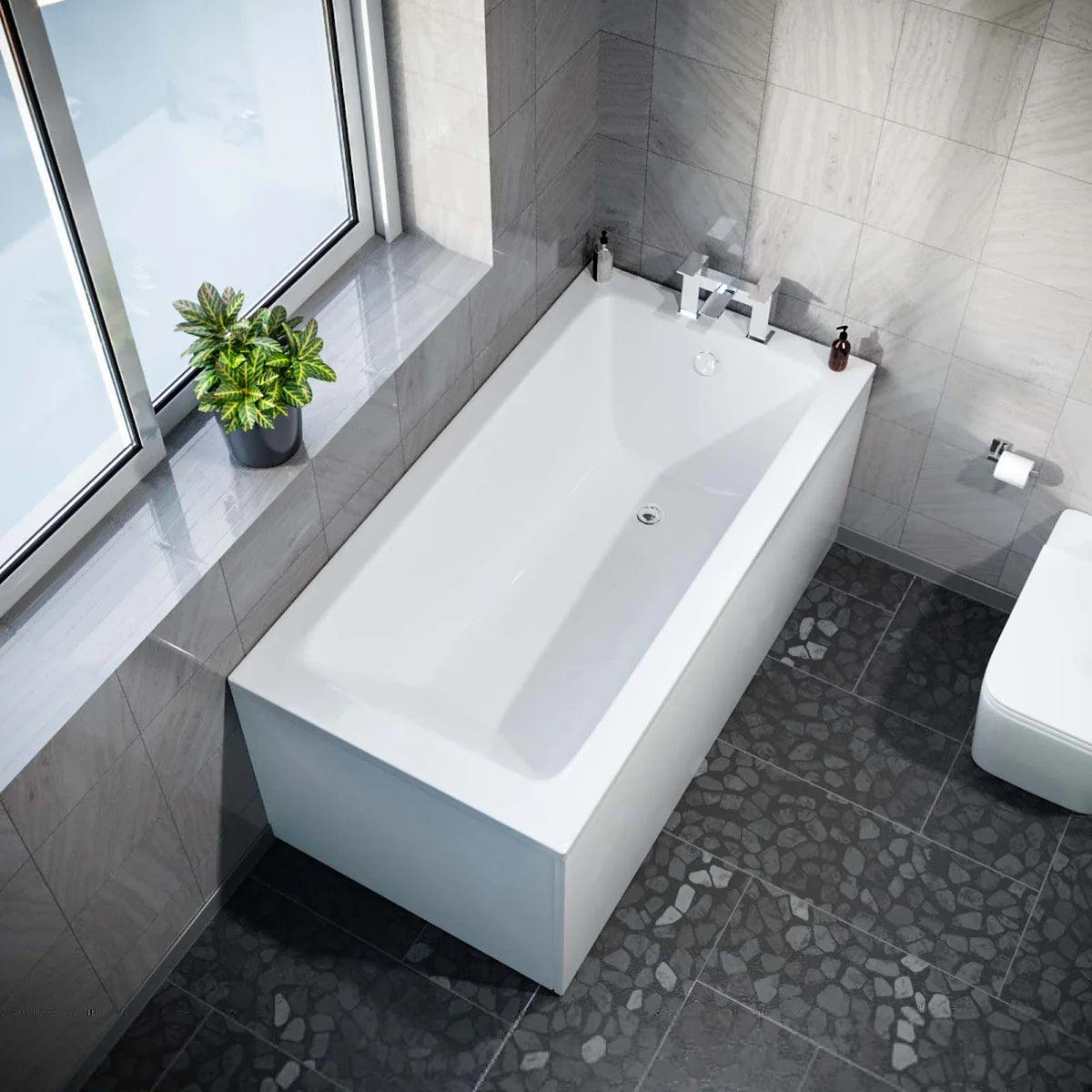 1400mm x 700mm Square Style Single End Straight Bath with Legs