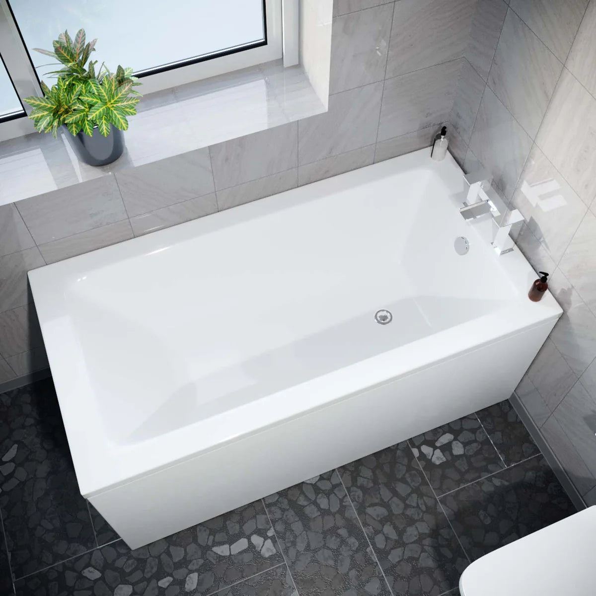 1400mm x 700mm Square Style Single End Straight Bath with Legs