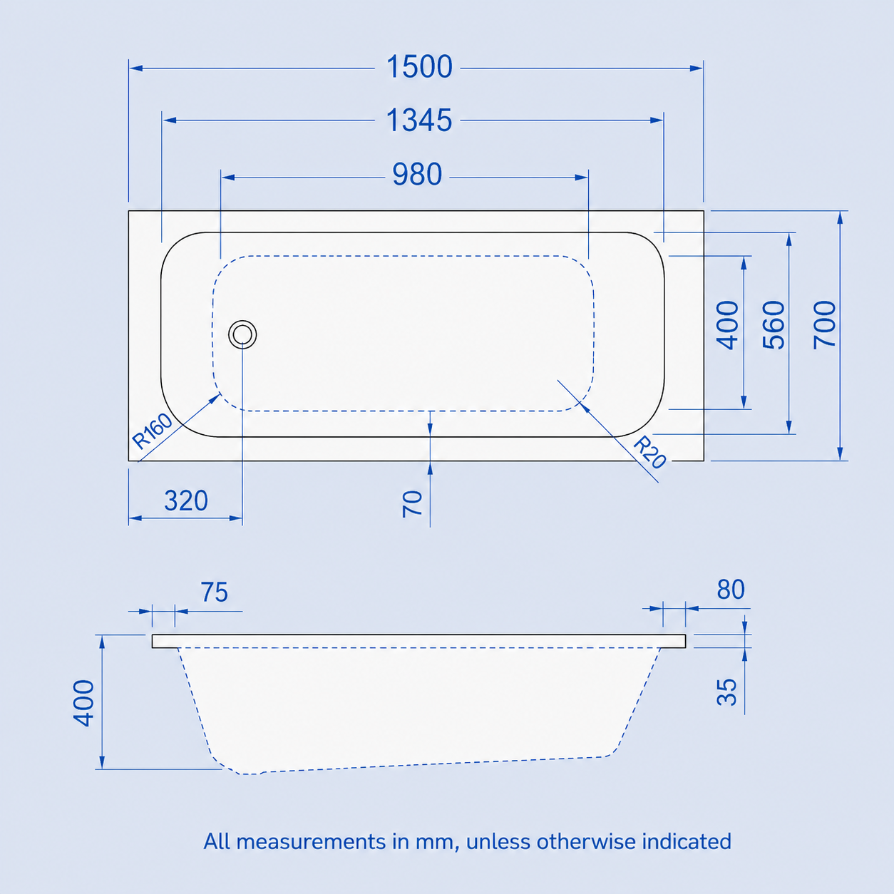 Bathroom Suite 1500mm Round Bathtub with Screen, 550mm Freestanding Vanity & Toilet - Set with Chrome Fittings