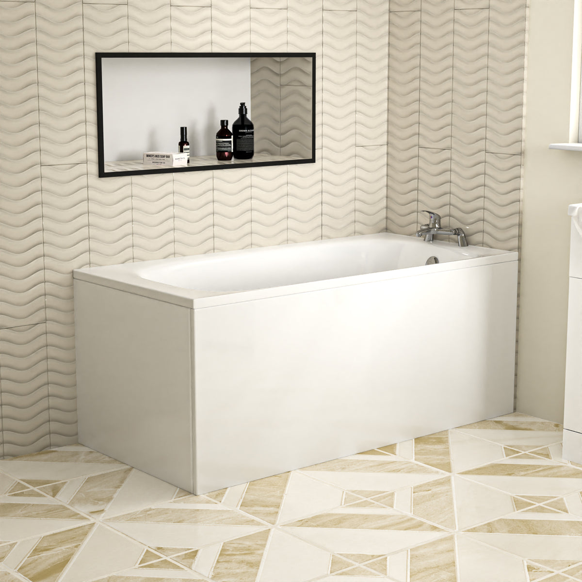1500mm x 700mm Round Style Single End Straight Bath with Legs