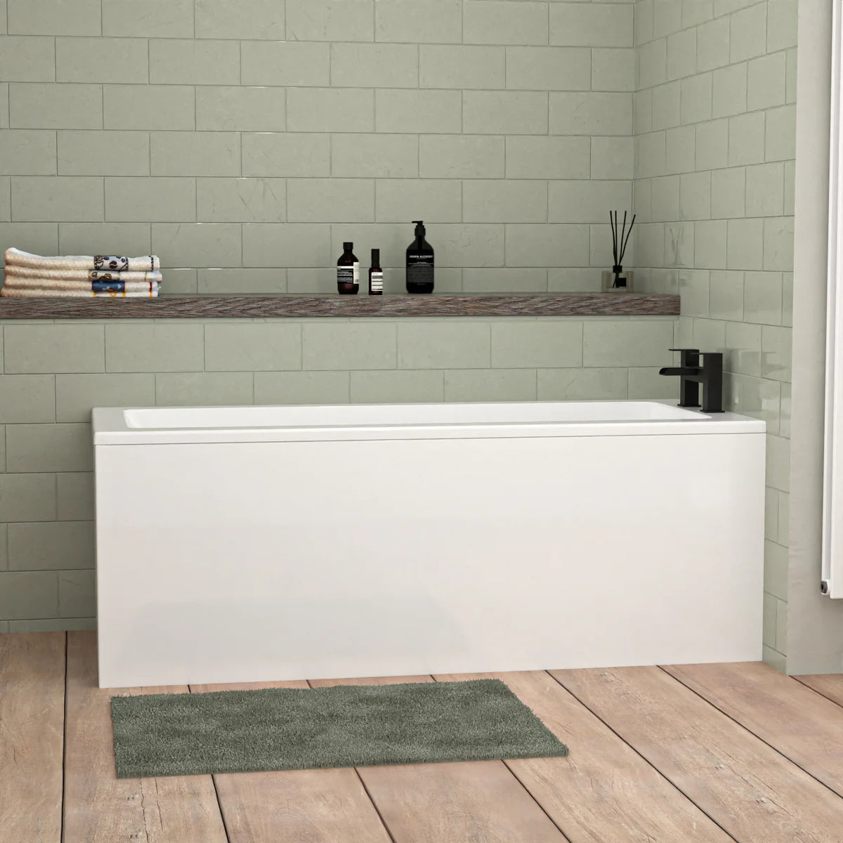 1500mm x 700mm Standard Square Single Ended Bath With Legs White