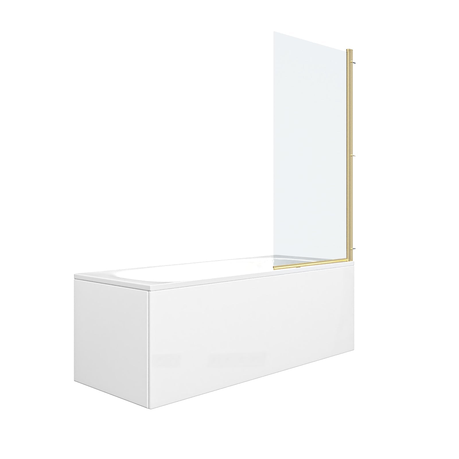1700 x 700mm Round Bath with Legs and Brushed Brass Frame Square Bath Screen