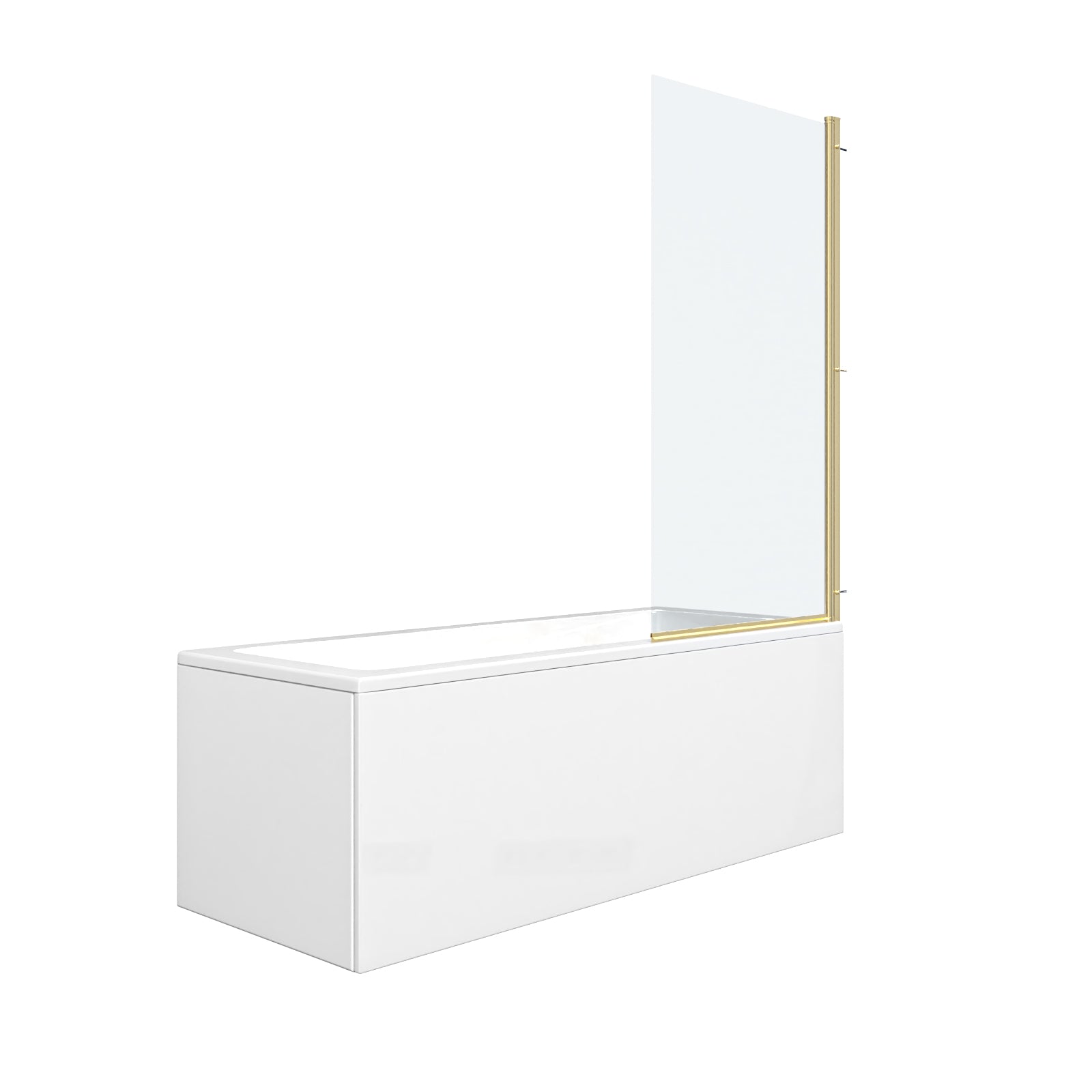 1700 x 700mm Square Bath with Legs and Brushed Brass Frame Square Bath Screen