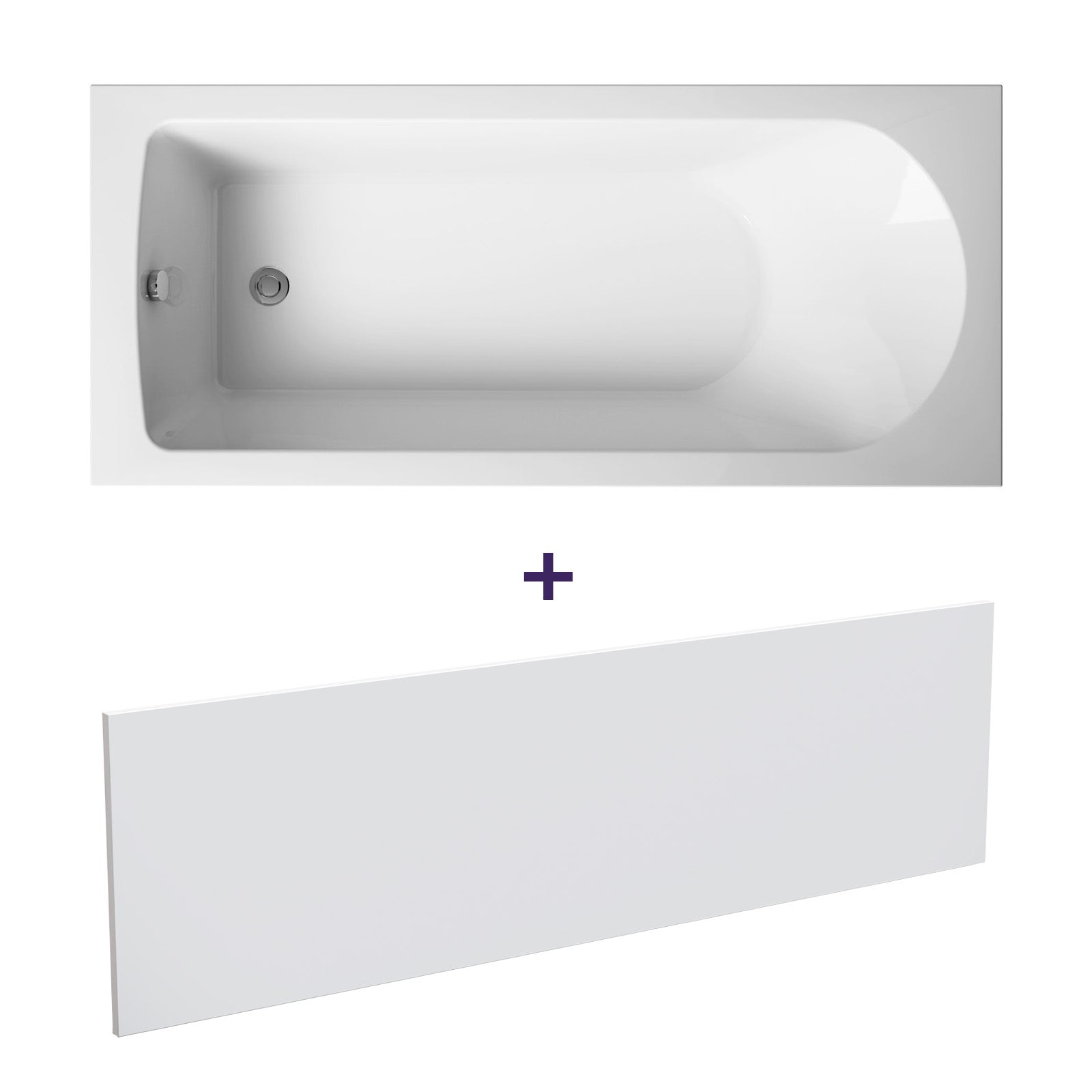 Barnby 1700 x 750mm Round Single Ended Bath & Leg Set with Front Panel White